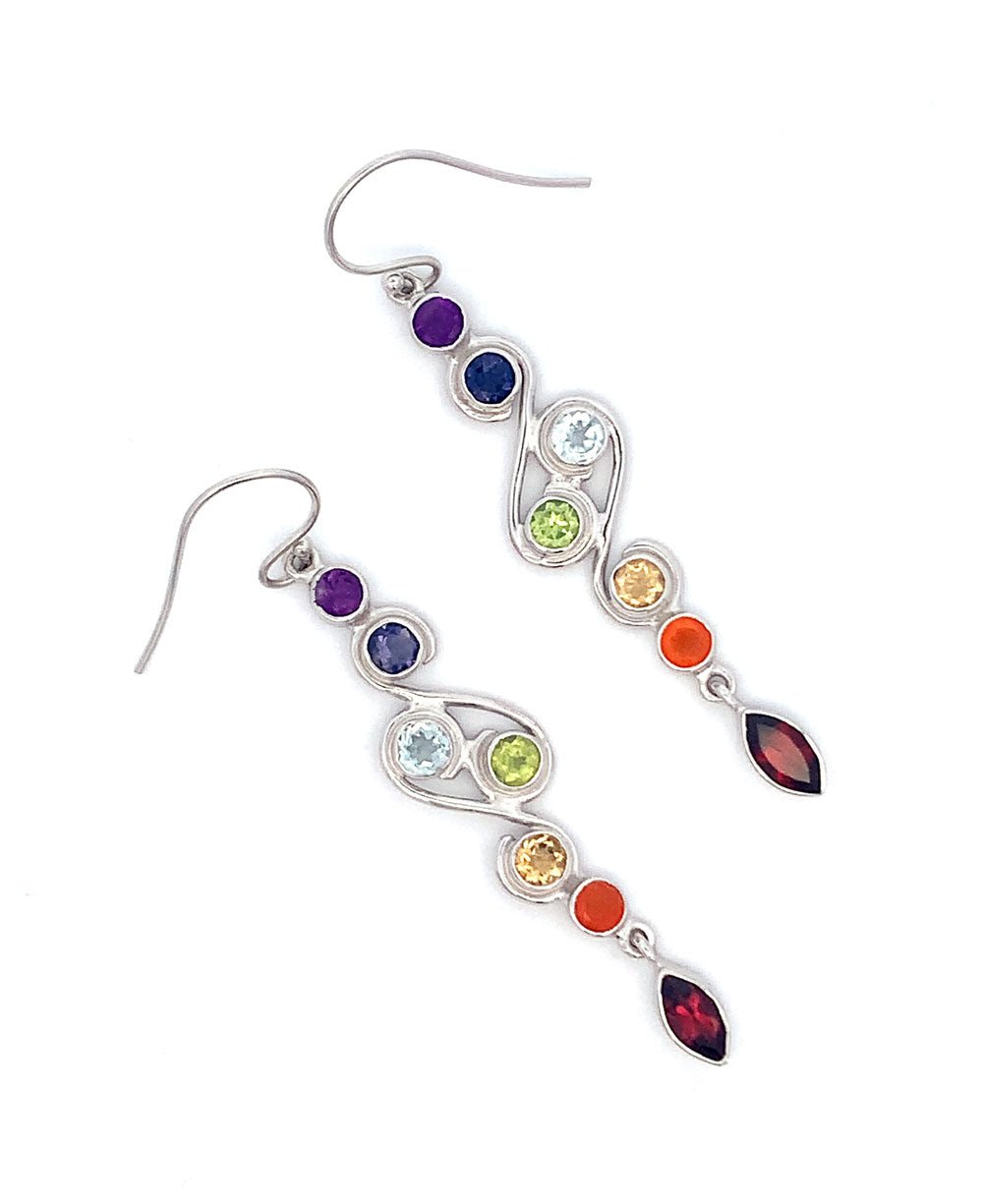 Chakra Rainbow Sterling Silver Dangle Earrings、mySite、topwebapps