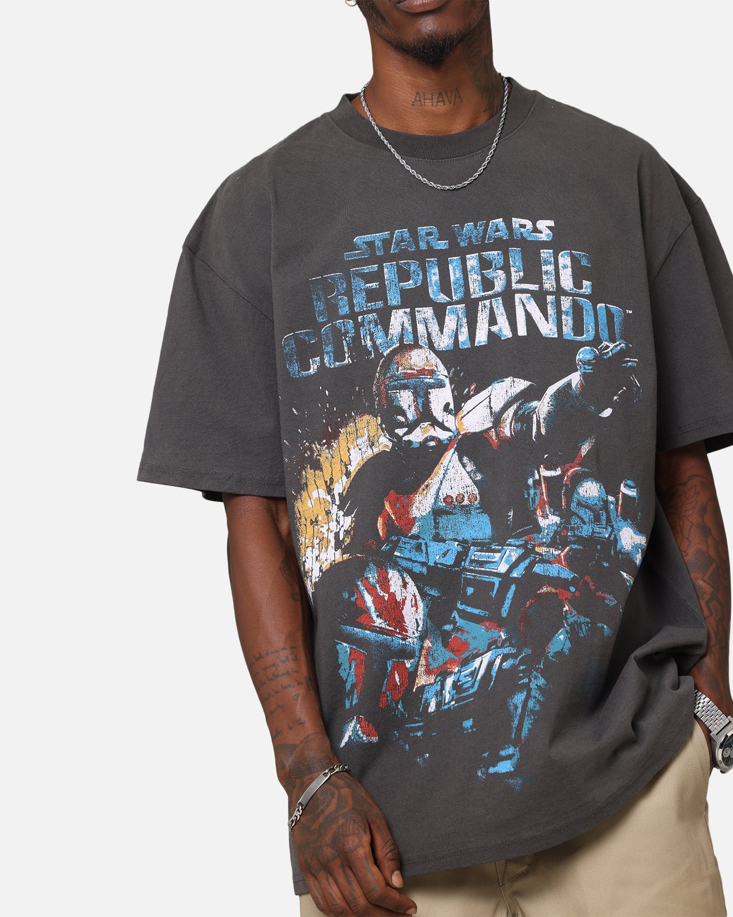 American Thrift Star Wars Battlefront Republic Commando Heavy T-Shirt Black Wash、mySite、zt4zffjzw