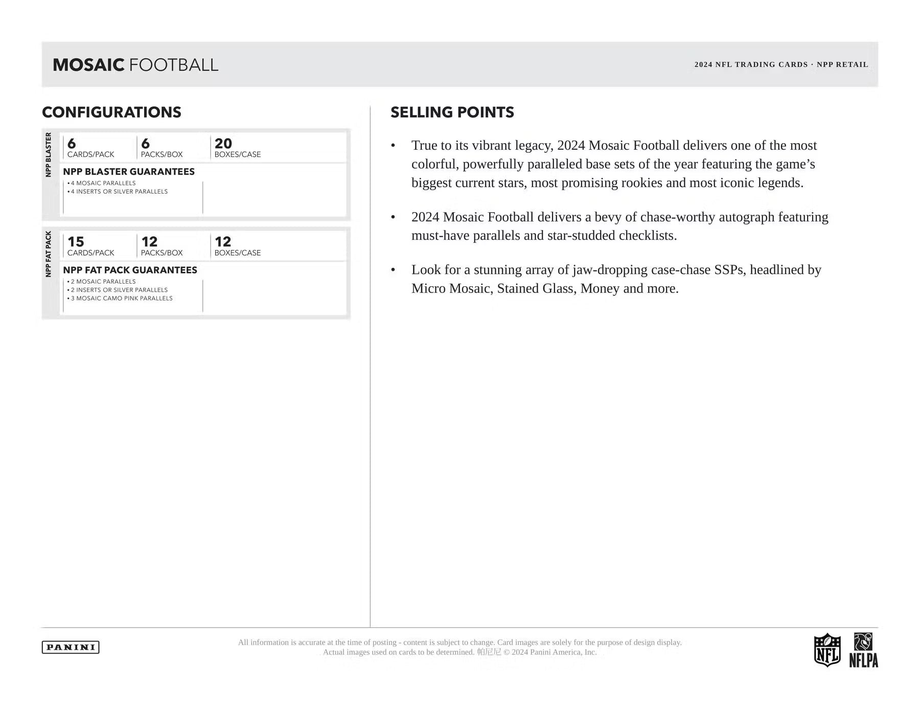 Panini Mosaic NFL Football 2024 - Blaster Box、mySite、waistdrama