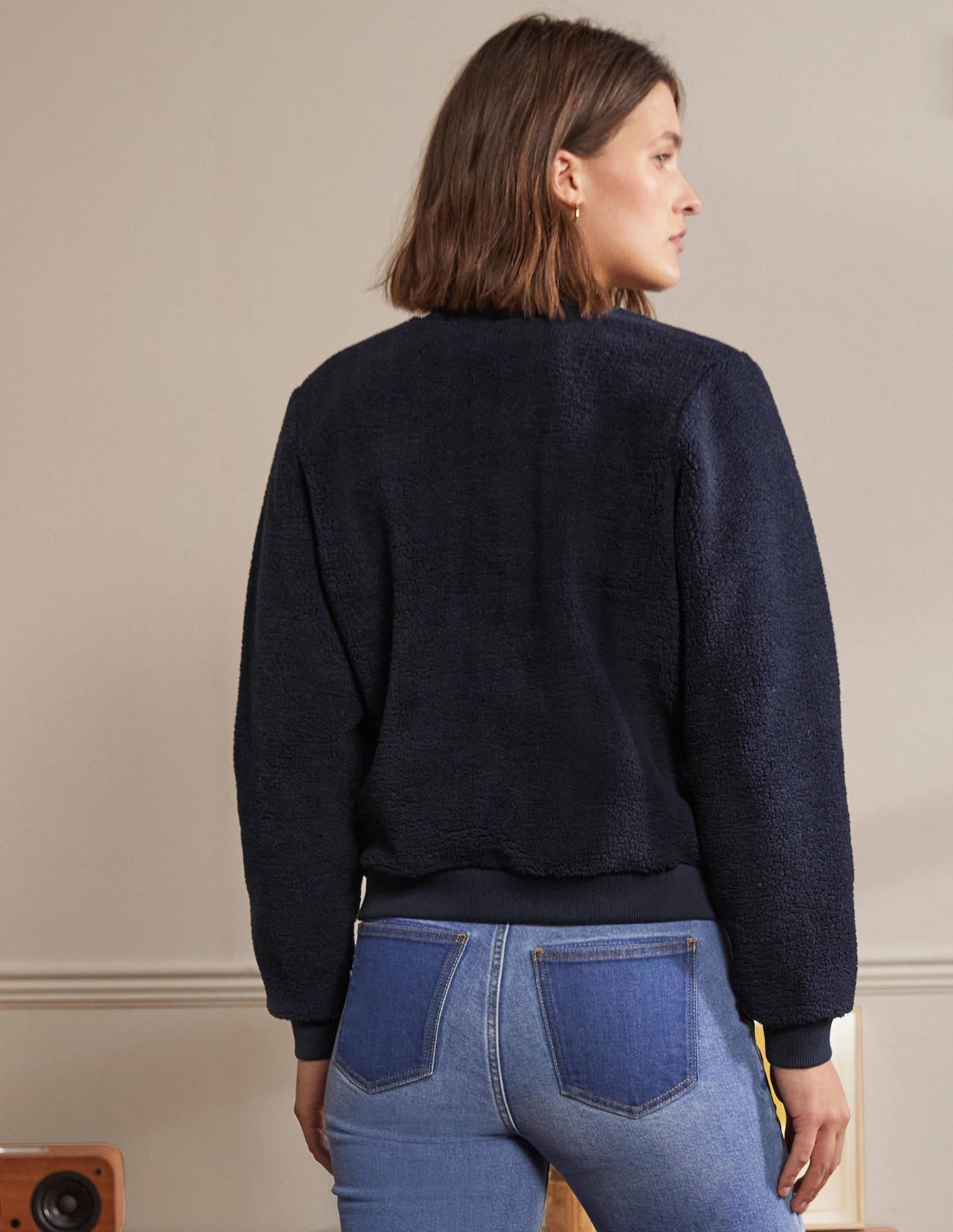  Teddy Zip-Through Jacket-Navy、mySite、ashleygrahame