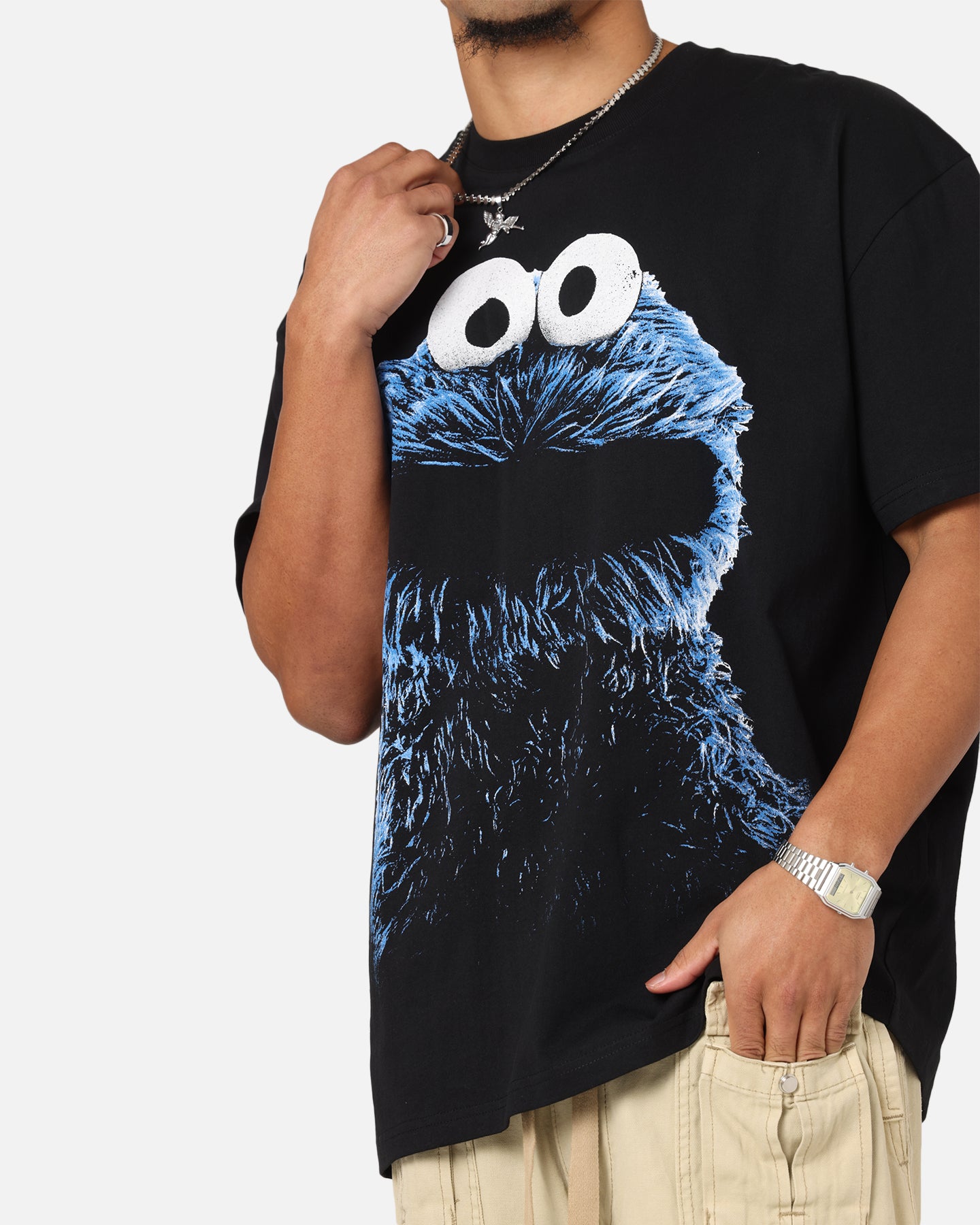 American Thrift X Sesame Street Cookie Monster Grail Heavy T-Shirt Black、mySite、zt4zffjzw