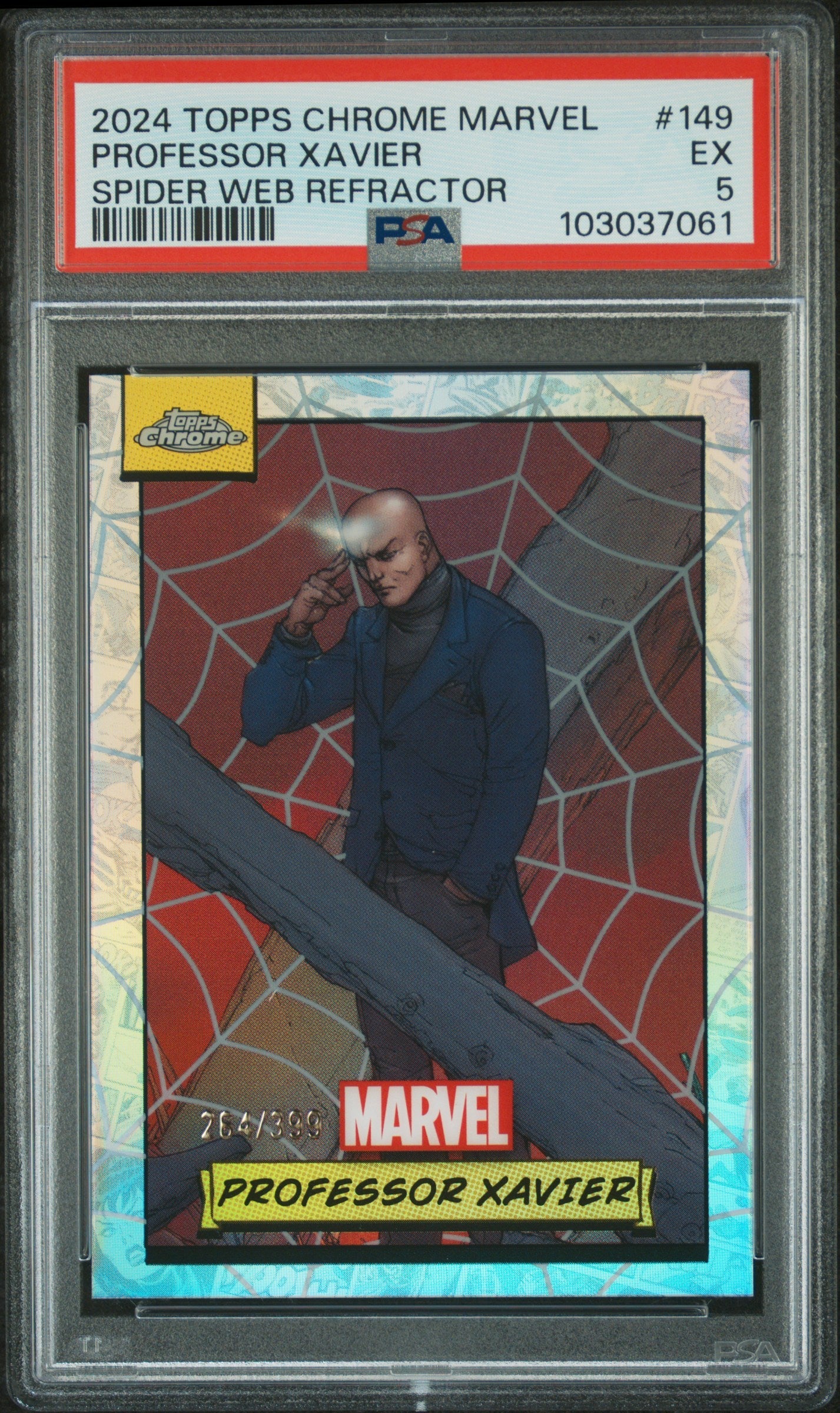 Professor Xavier #149 Spider Web Refractor 264/399 PSA 5 Topps Chrome Marvel 2024、mySite、waistdrama