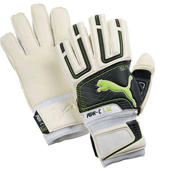 PUMA Men's PowerCat 1.12 Protect Fingersave Goalkeeper Gloves White/Black/Safety Yellow、mySite、noshort