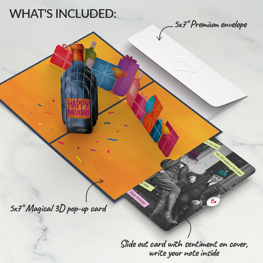 Vintage Wine Birthday Pop-Up Card and Sentiment Set for Any Man、mySite、solidvoid