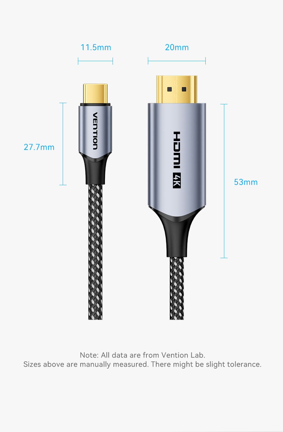 Cotton Braided USB-C to HDMI-A 4K HD Cable