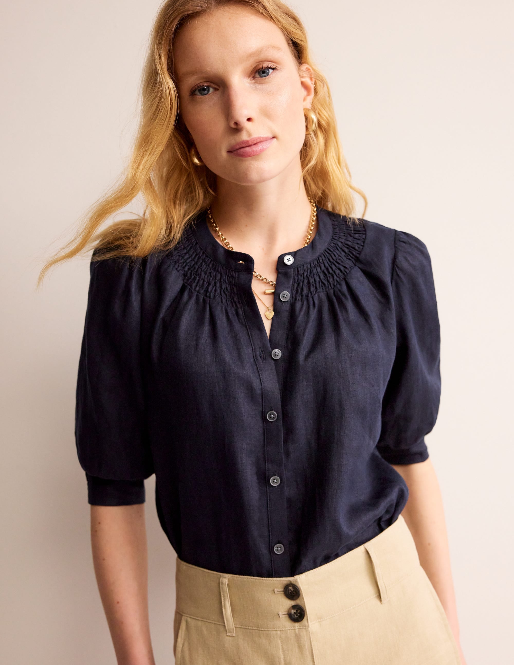  Ada Linen Top-Navy、mySite、ashleygrahame