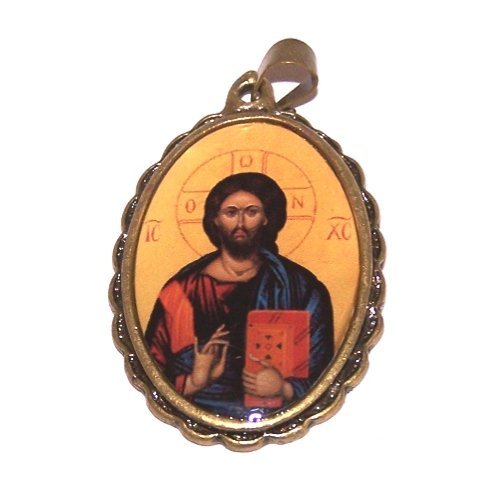  Jesus the Word - Christ Pantocrator - enamelled bronze large medal ( 4.2 cm or 1.7 inches )、mySite、elrpsem3k