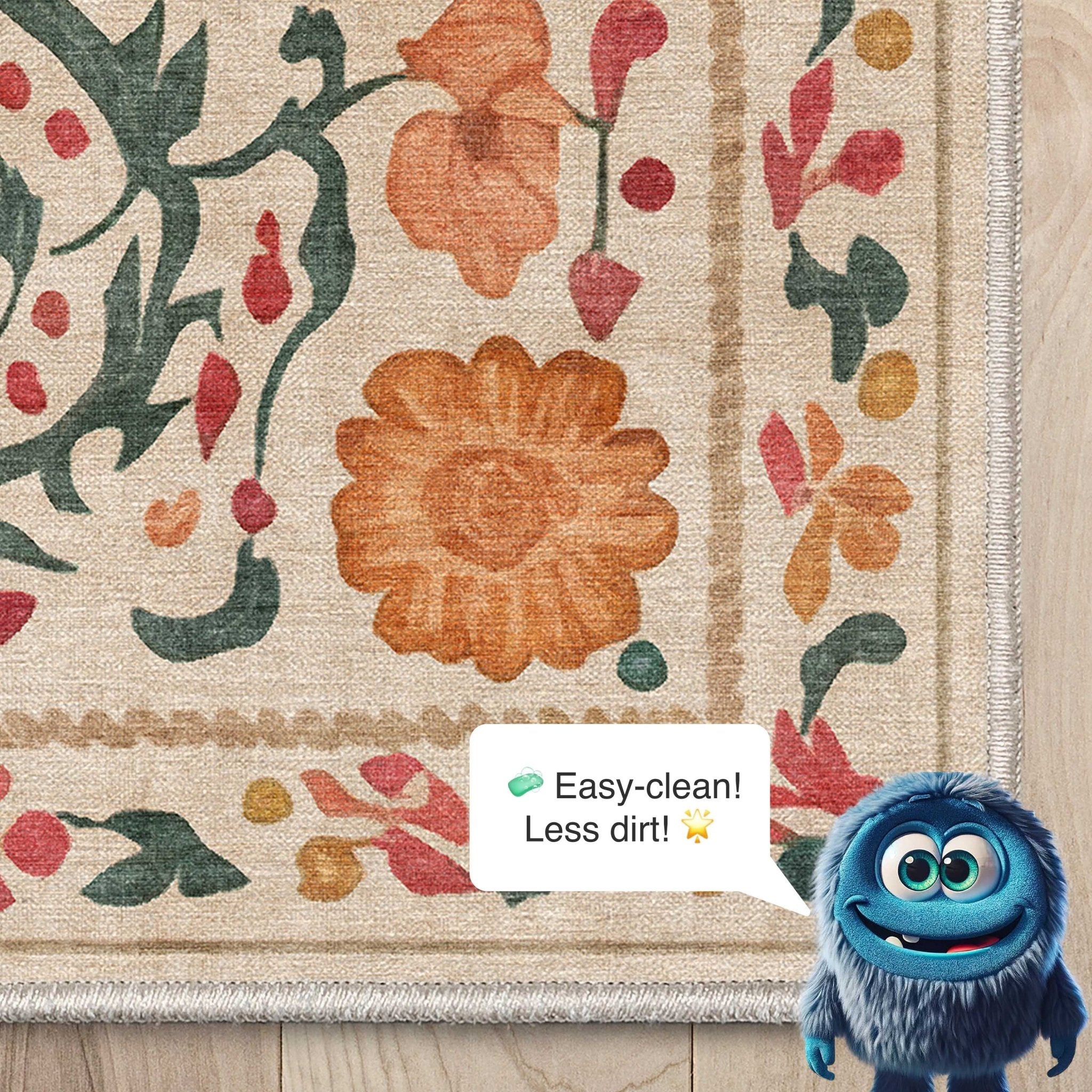 Apollo Botanical Floral Rug for Living Room, Dining Room, Bedroom and Kitchen、mySite、gigharbornorthrealestate