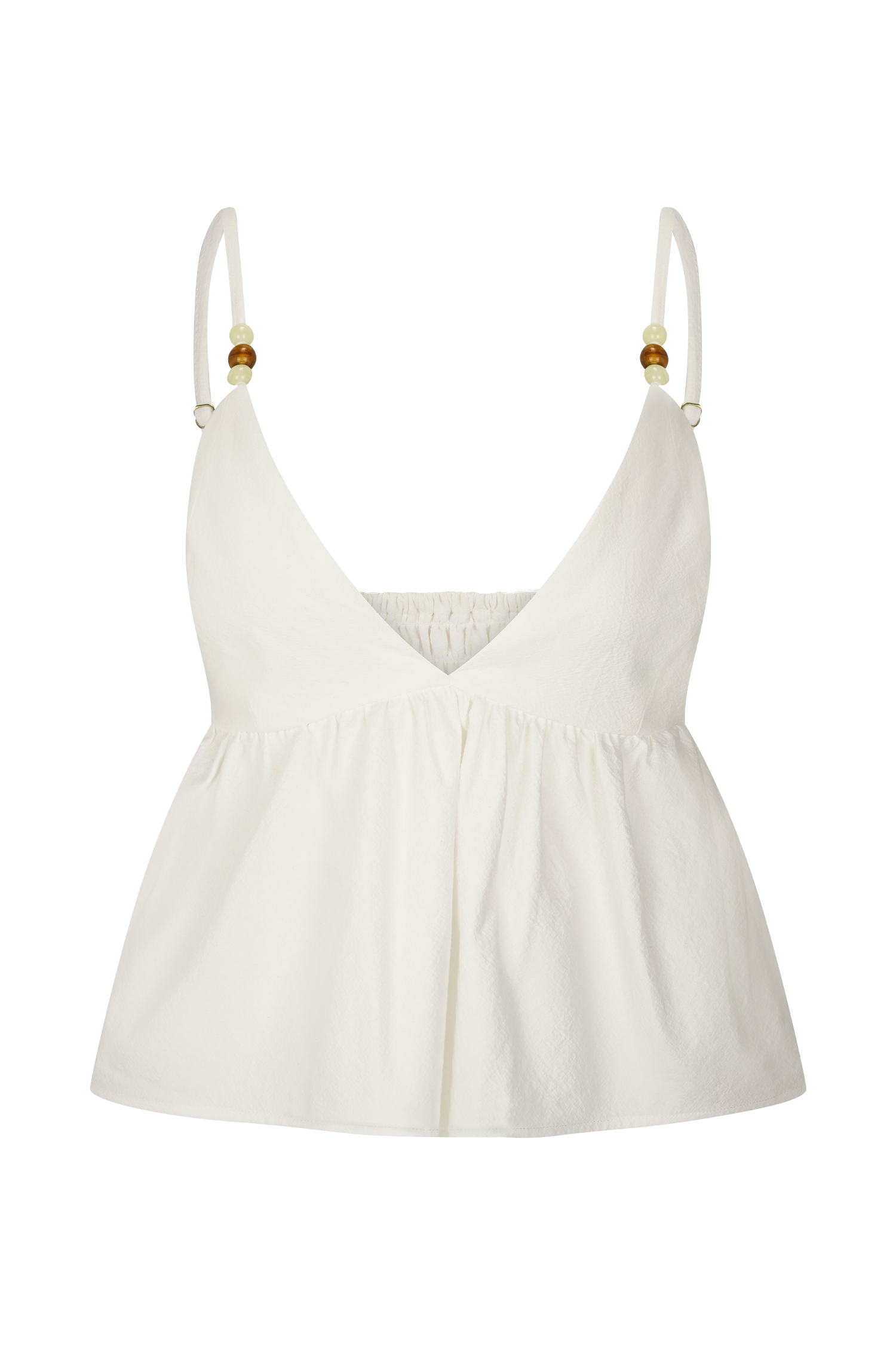 Janayia Cotton Beaded Top - White、mySite、solidvoid