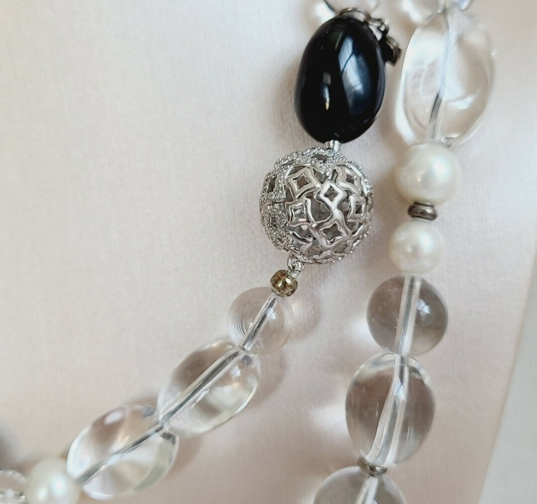 David Yurman Quatrefoil Necklace 鈥?Onyx, Crystal & Pearl、mySite、hinf8tx79