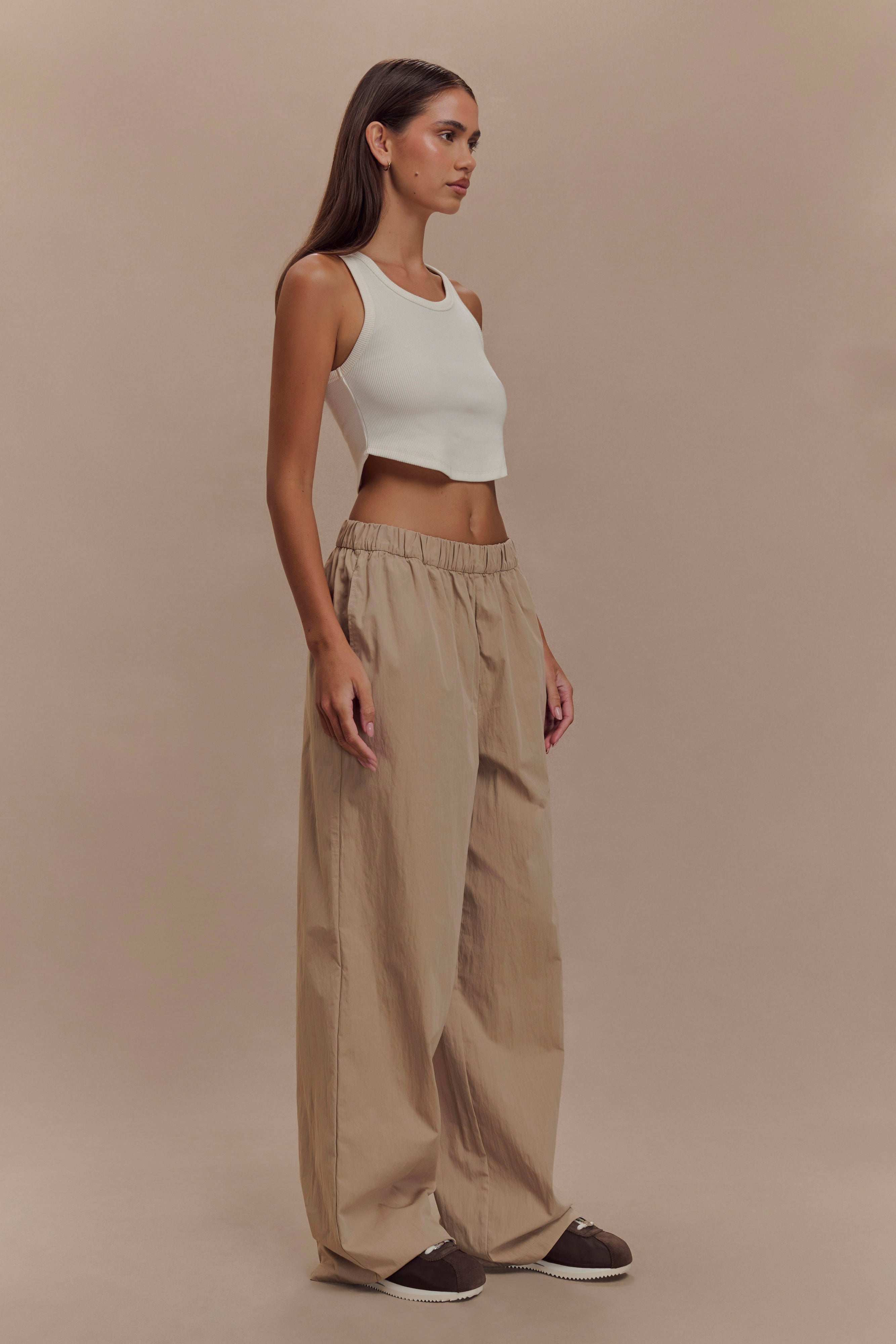 Campbell Cotton Wide Leg Pants - Sand、mySite、solidvoid