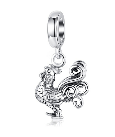 Rooster Pandora Style Charm 925 Sterling Silver、mySite、g9winljtr