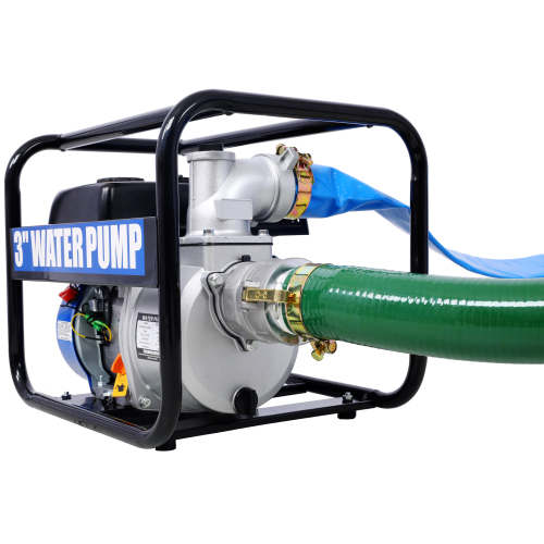 Semi Trash Pump 3 inch, 209cc 7HP 4 stroke OHV ENGINE, Gas Powered Semi Trash Water Pump 50 ft Discharge Hose, 12 ft Suction Hose with Complete Fittings,EPA compliant、、eastwooduniform