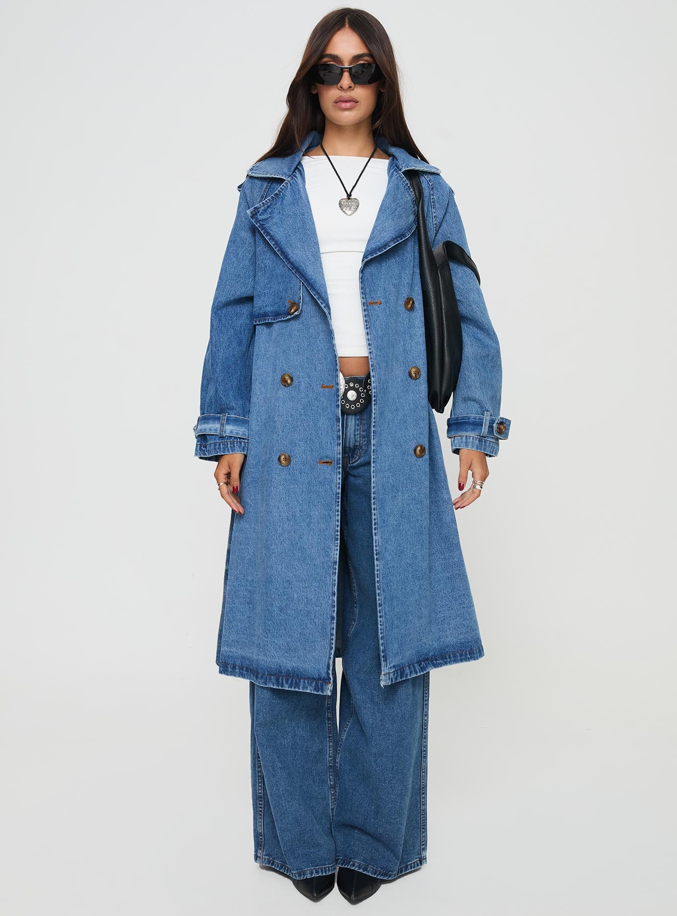 Honeyed Denim Trench Coat Mid Wash、mySite、solidvoid