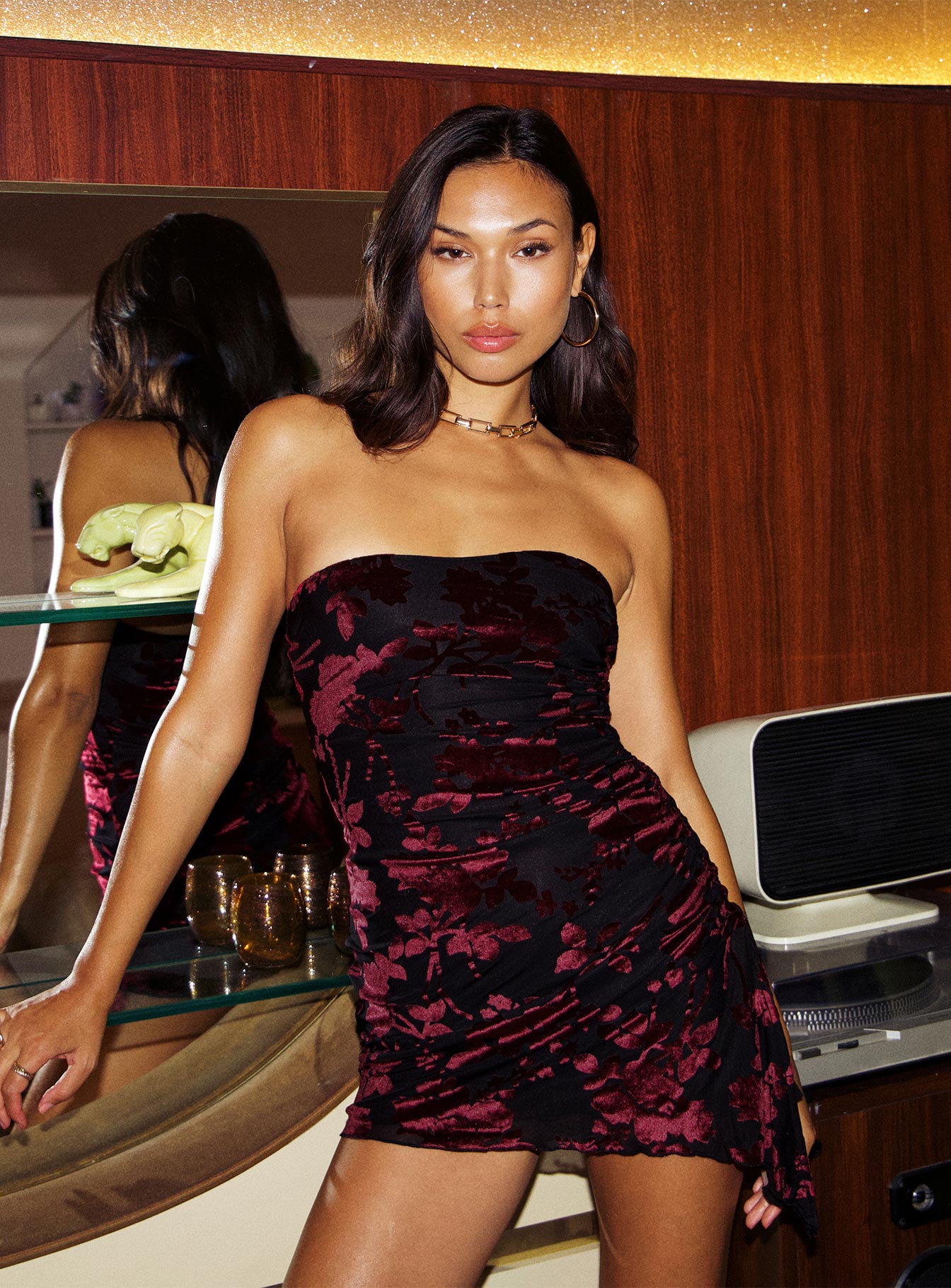 Donelli Mini Dress Black / Floral Tall、mySite、solidvoid