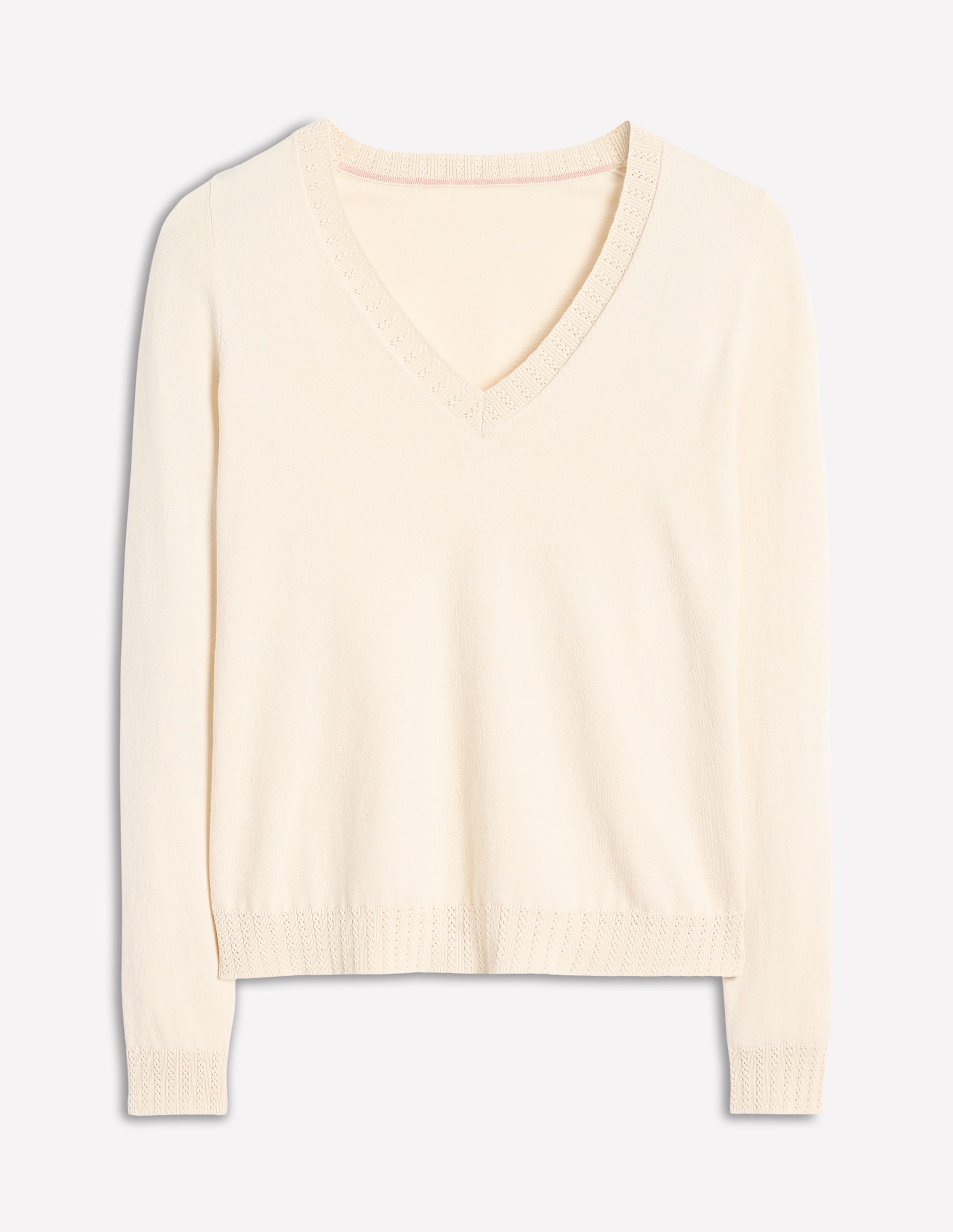  Emilia Cotton V Neck Jumper-Warm Ivory、mySite、ashleygrahame
