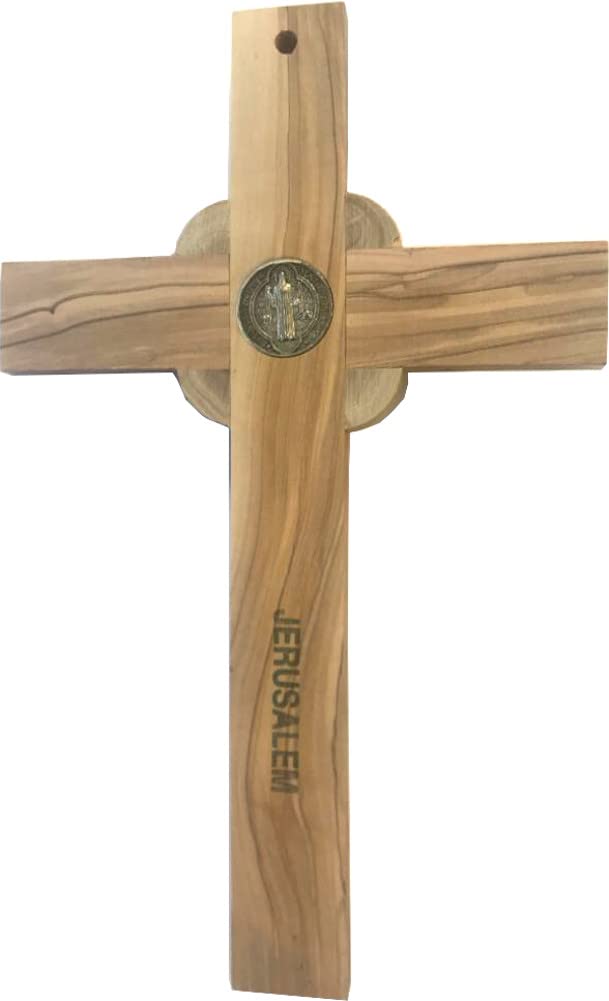 Holy Land Market Catholic Celtic Saint Benedict Olive Wood Crucifix、mySite、topwebapps
