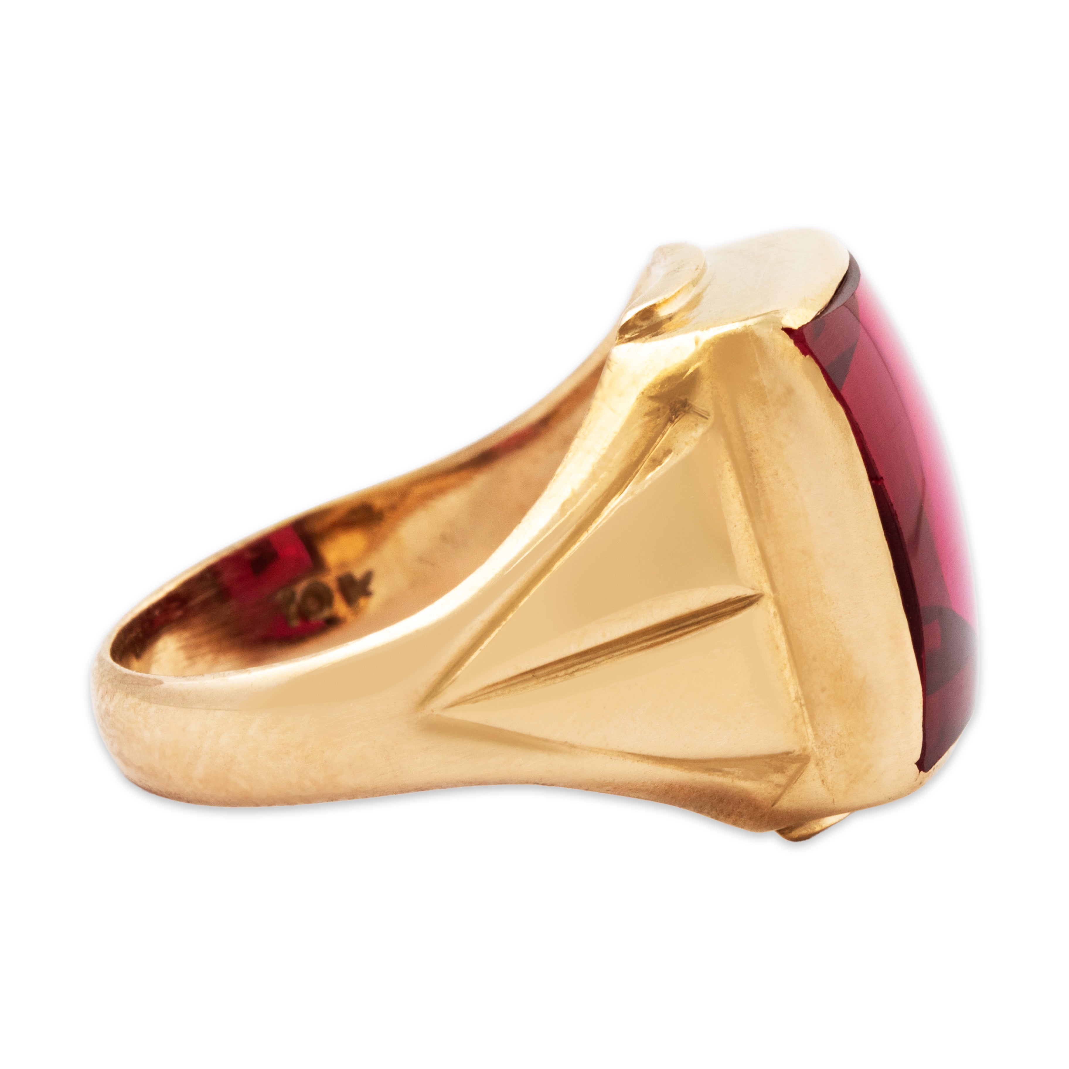 Vintage 10k Yellow Gold 6ct Synthetic Ruby Retro Ring 5.50、mySite、hinf8tx79