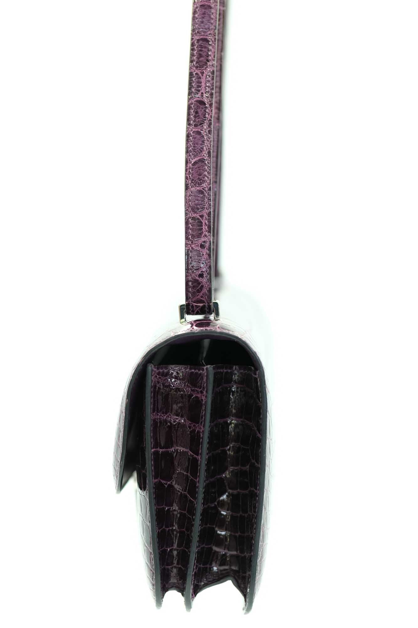 Hermès Constance Elan 25 Amethyst Shiny Niloticus Crocodile Palladium Hardware、mySite、garminoutage.com