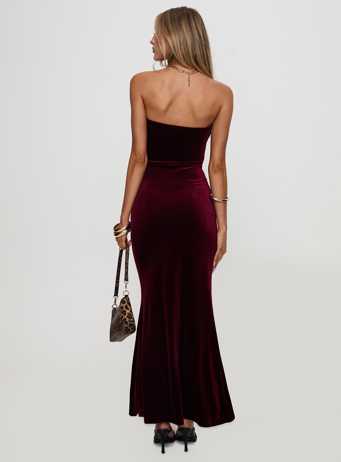 Irena Strapless Maxi Dress Burgundy、mySite、solidvoid