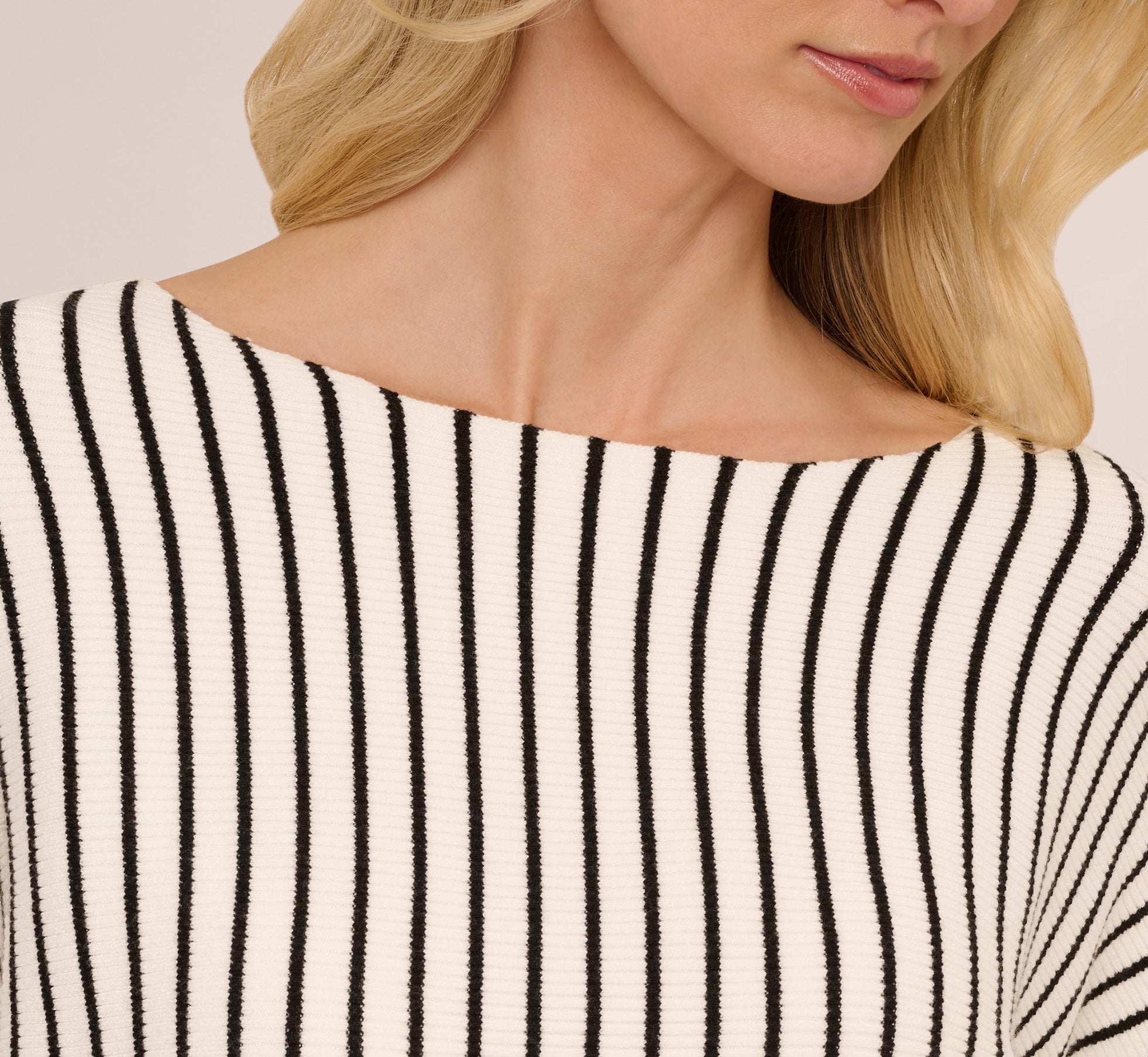 Striped Rib Knit Dolman Sleeve Sweater In Ivory Black、mySite、solidvoid