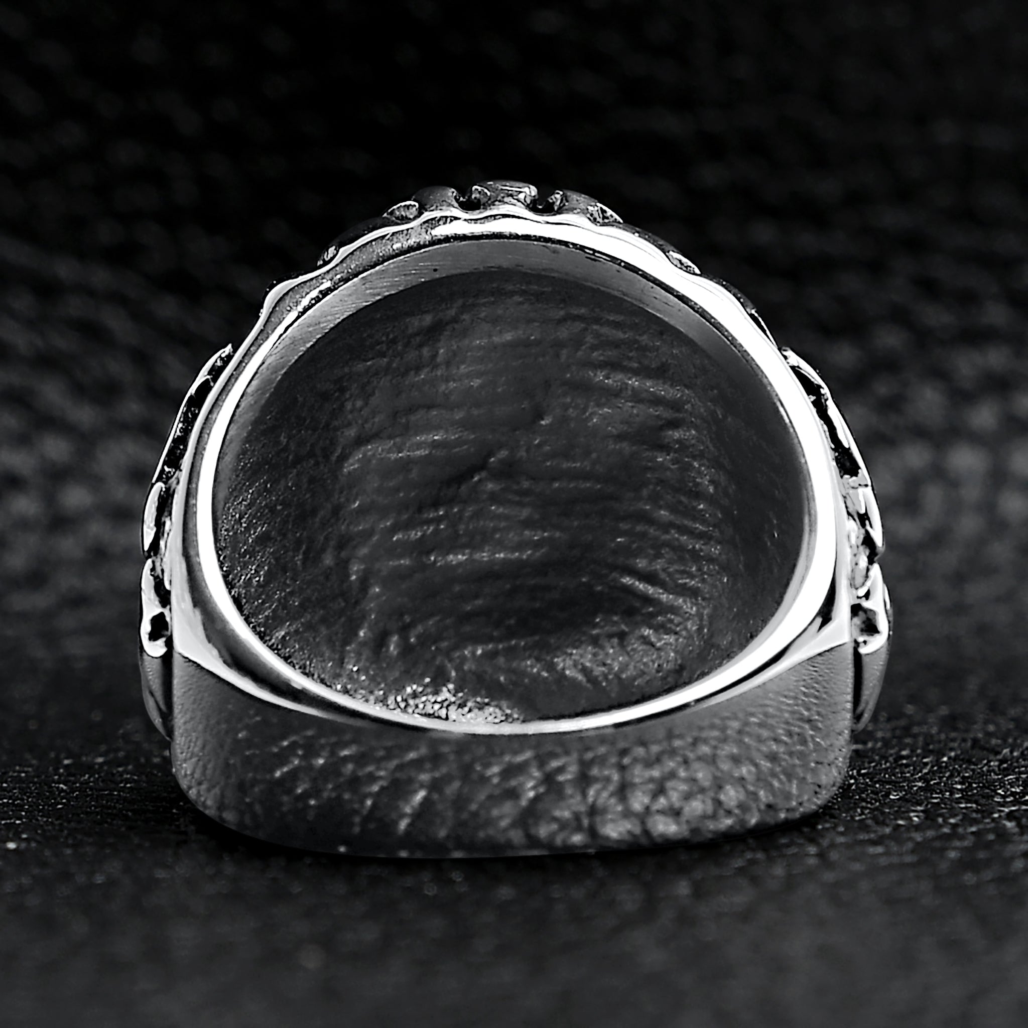 Polished Skull And Crossbones With Ocean Pattern Stainless Steel Ring / SCR1001、mySite、dreamappss