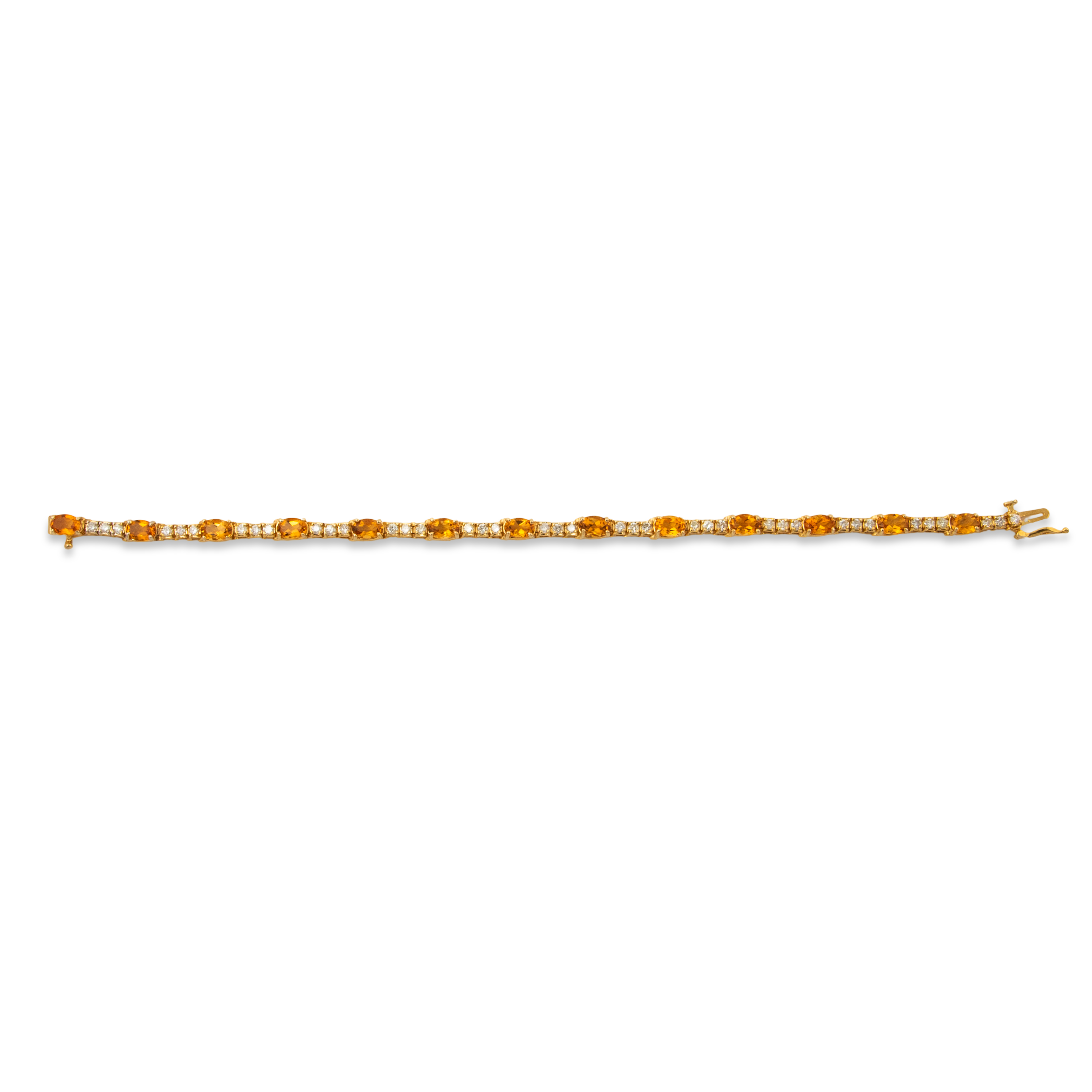 Vintage 14k Yellow Gold 5.98cttw Citrine 1.36cttw Diamond Station Bracelet 7.25、mySite、hinf8tx79