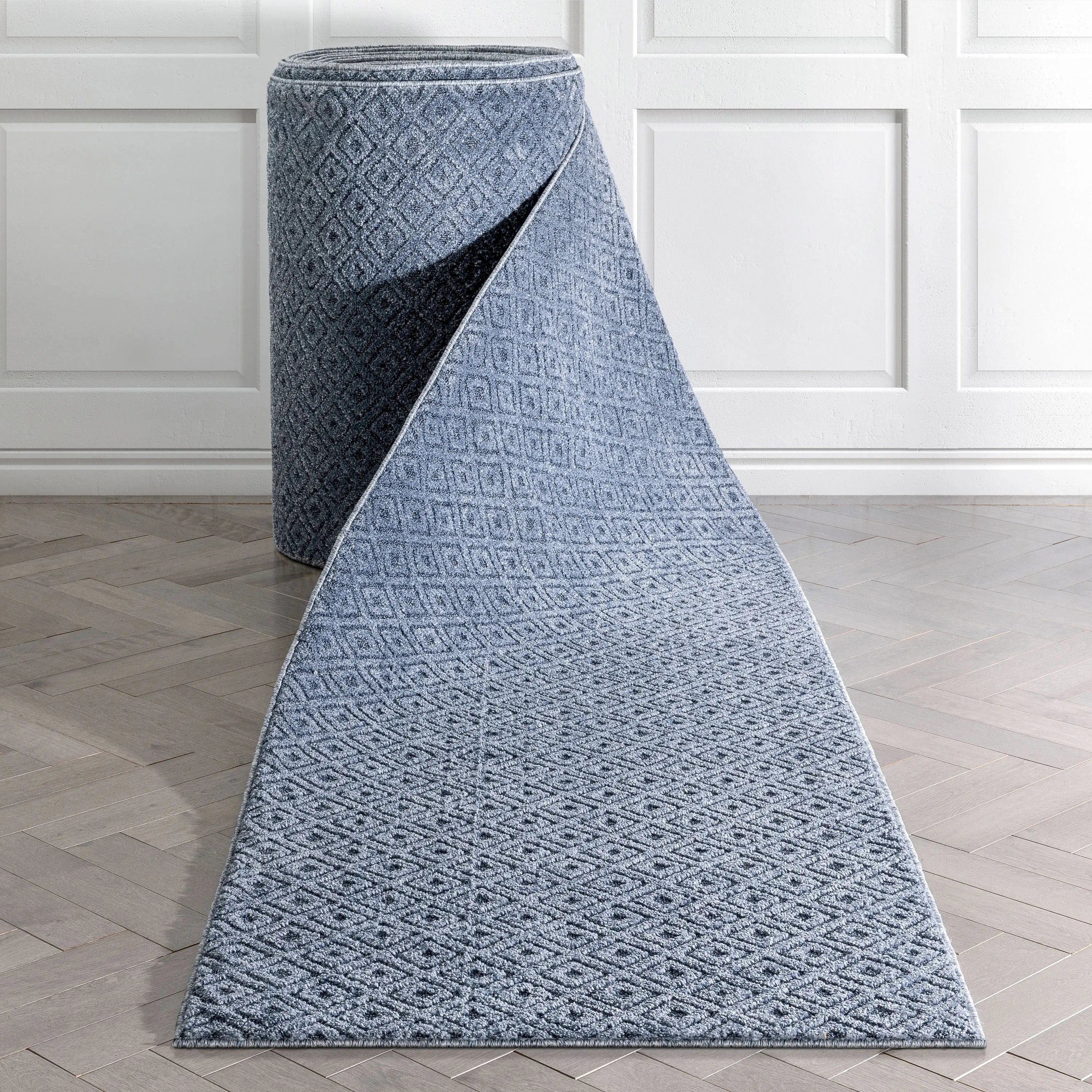 Custom Size Runner Pia Tribal Geometric Diamond Pattern Light Blue Choose Your Width x Choose Your Length Hallway Runner Rug、mySite、gigharbornorthrealestate