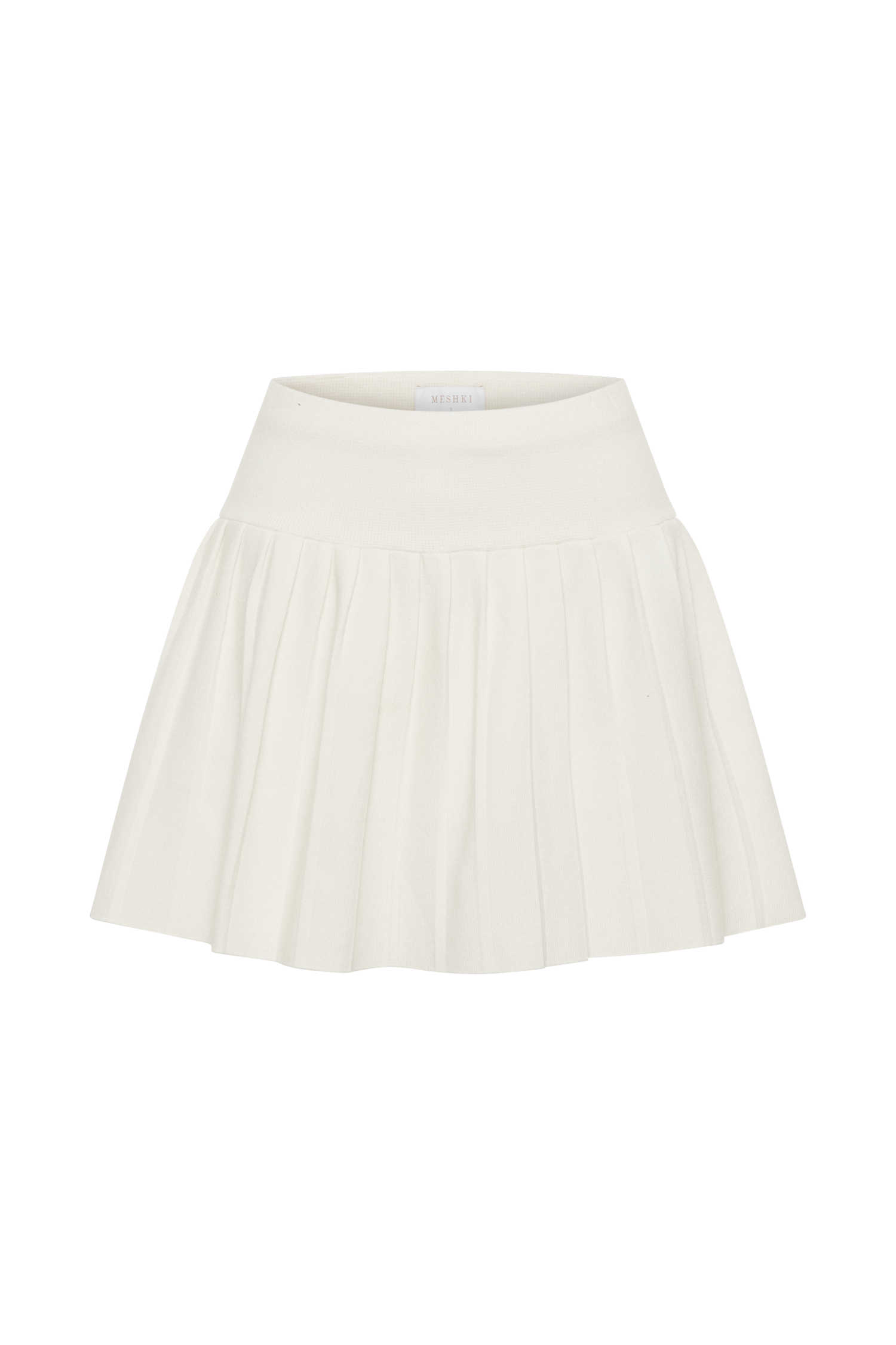 Beverly Knit Pleated Mini Skirt - Ivory、mySite、solidvoid