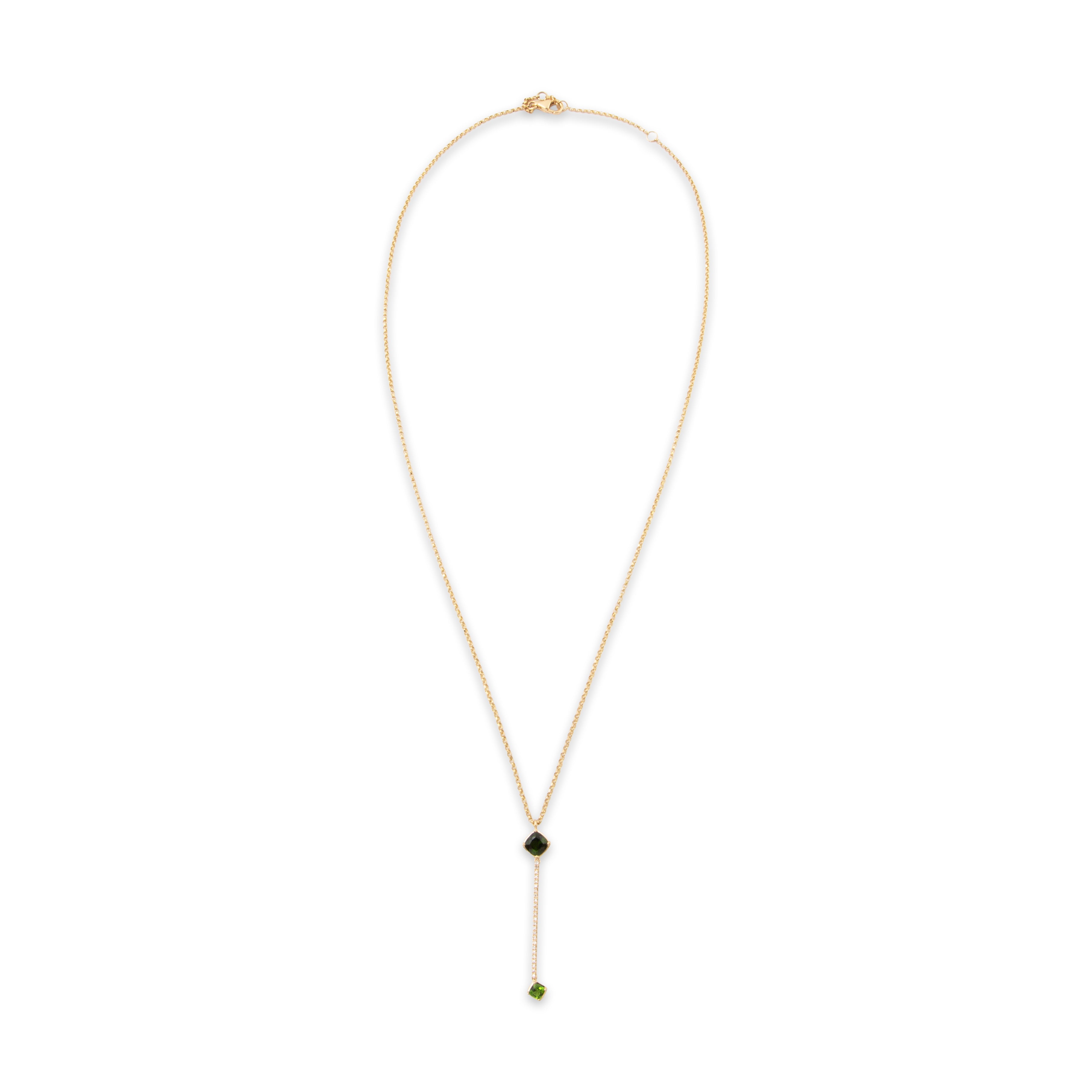 Estate 14k Yellow Gold Tourmaline Tsavorite Modernist Style Necklace 18、mySite、hinf8tx79