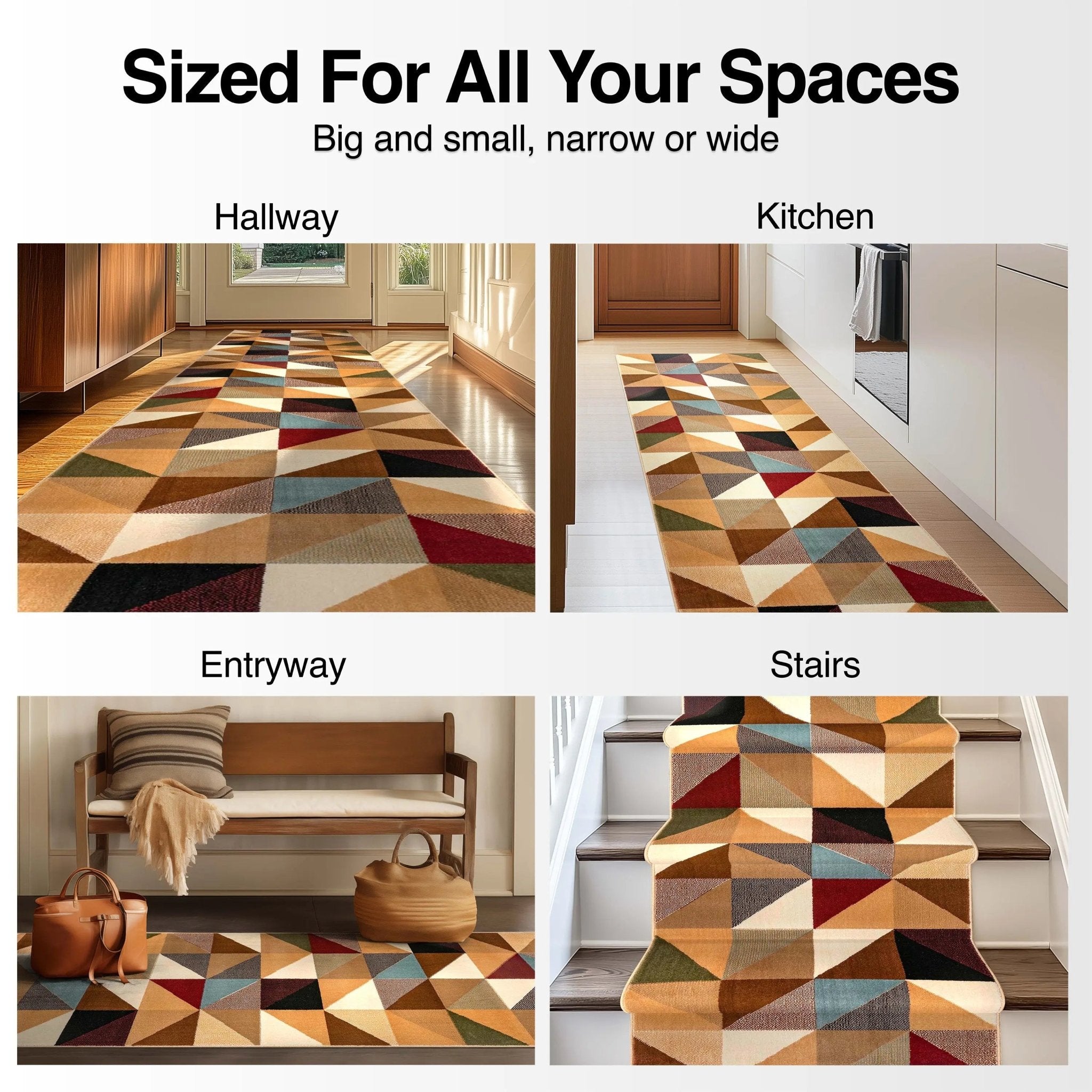 Custom Size Runner Yaren Geometric Modern Ivory Multi 27 Inch Wide x Choose Your Length Hallway Runner Rug、mySite、gigharbornorthrealestate