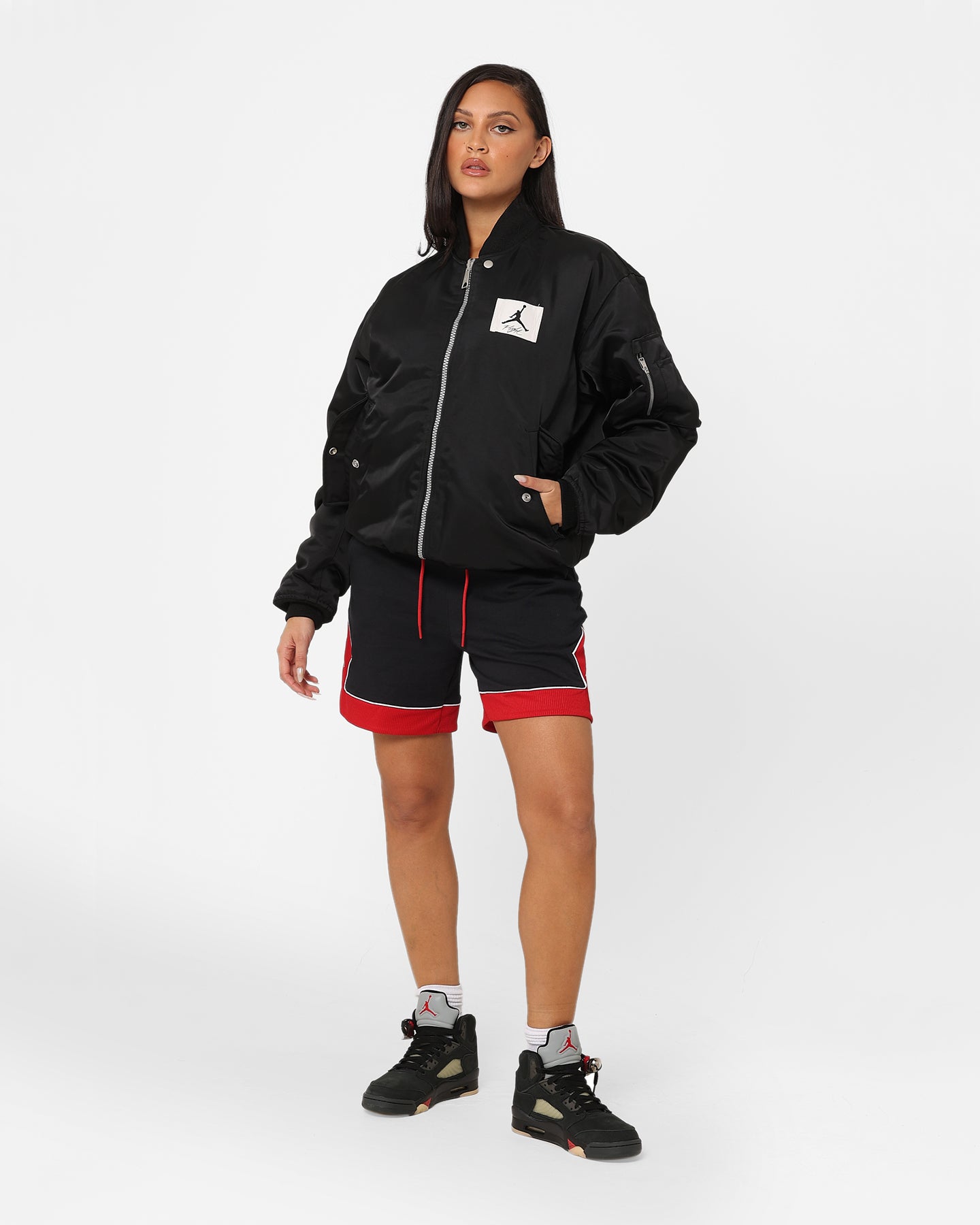 Jordan Women's Lightweight Diamond Shorts Black/Gym Red/White、mySite、zt4zffjzw