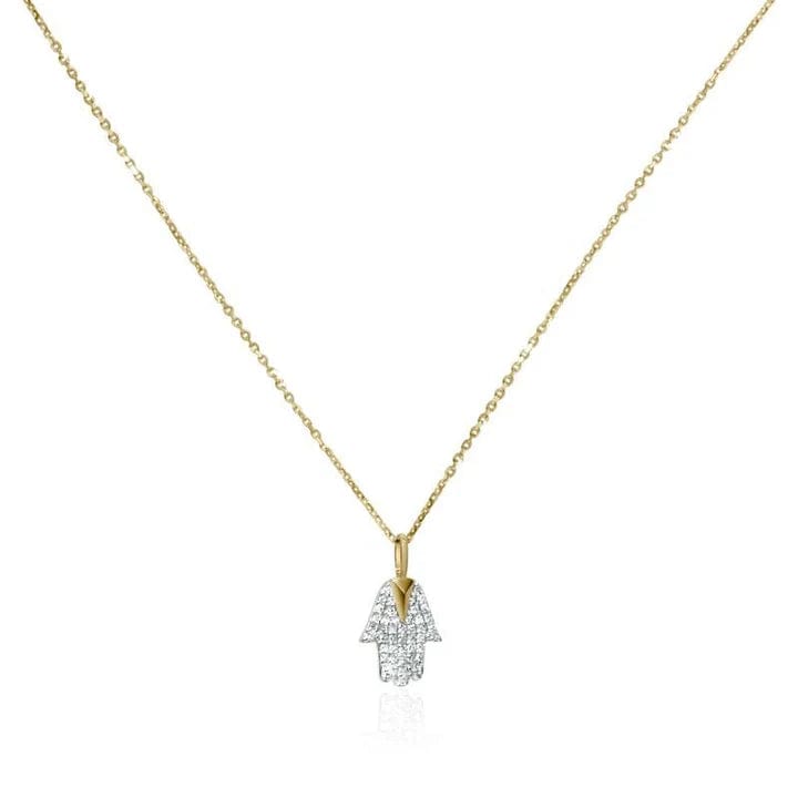 Hamsa and Diamond Necklace - 14k Gold、mySite、topwebapps