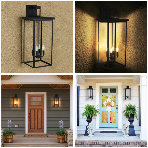 (Same as W1340119953/L1014) 4-Light Black Outdoor Wall Light (No Bulbs)、、eastwooduniform