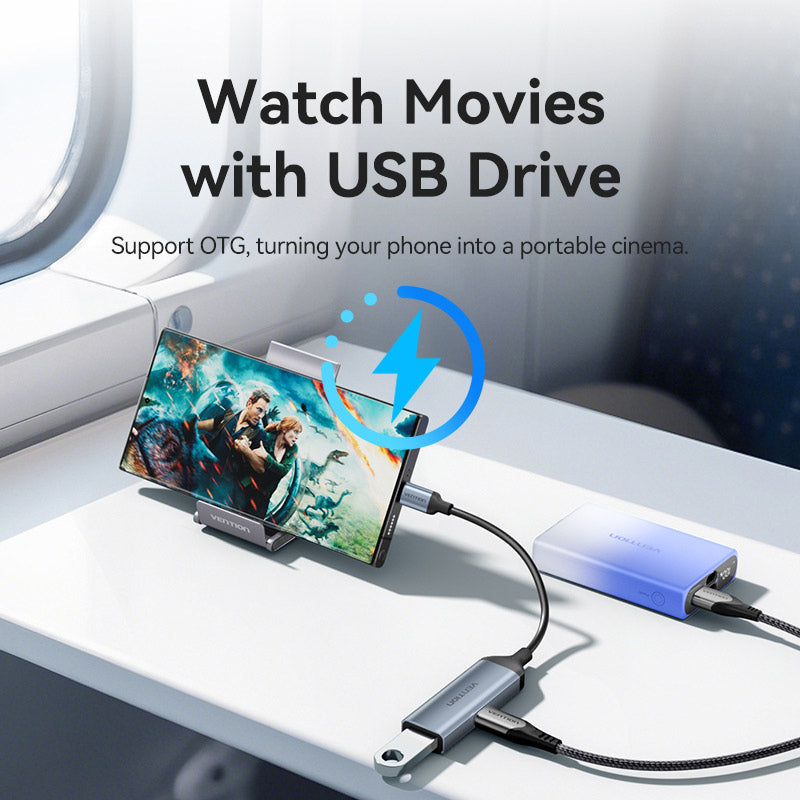 Vention USB-C Male to USB-A Female/PD Power Supply Adapter 0.15M Gray Aluminum Alloy Type、mySite、fannypackpong