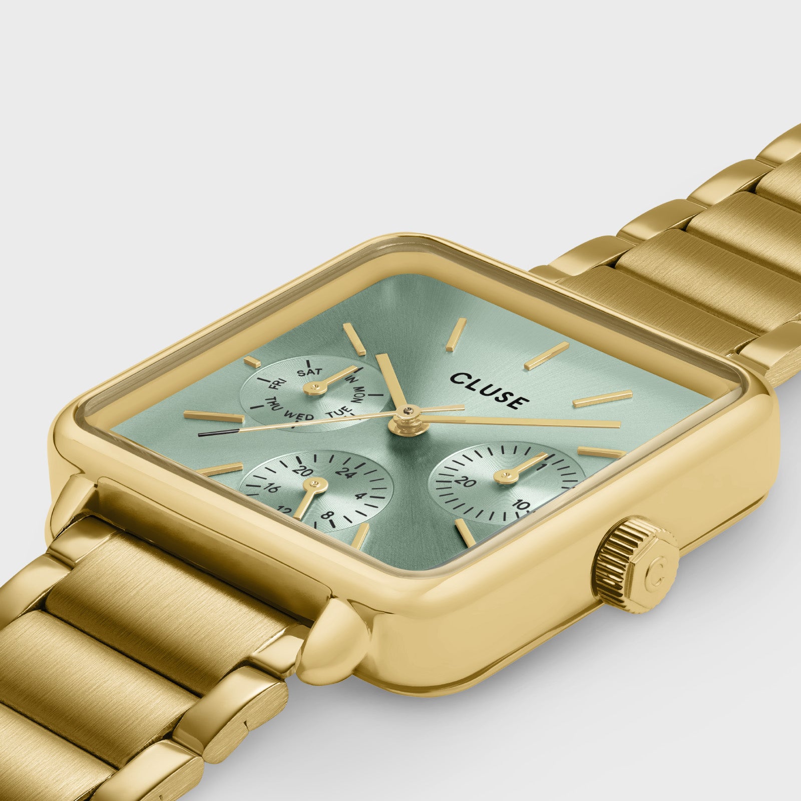La Tétragone Multifunction Watch Steel, Sage Green, Gold Colour、mySite、botmansion