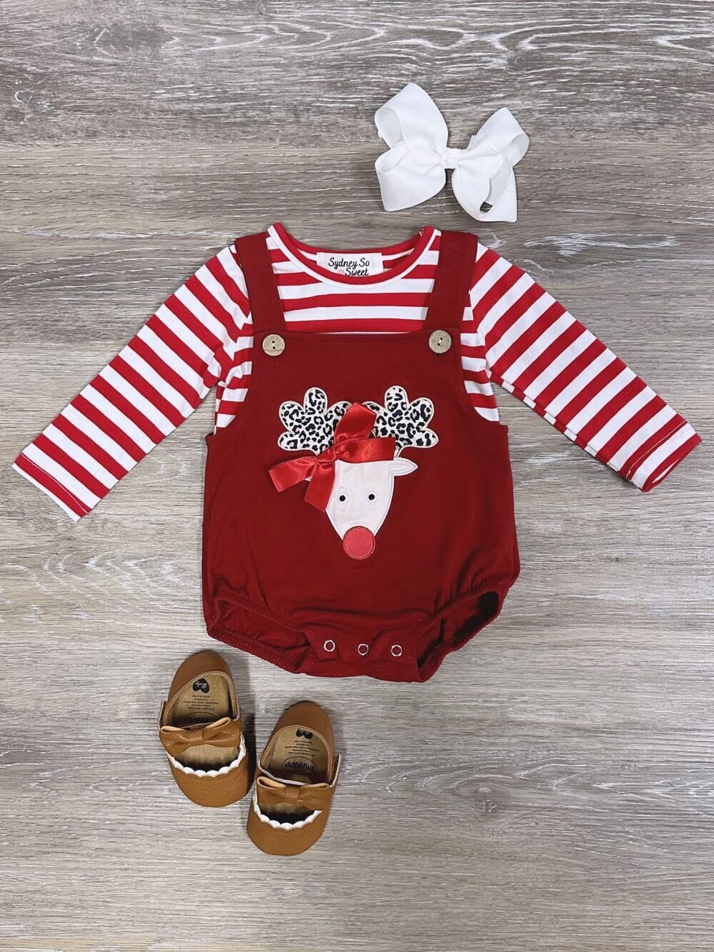 Red Nosed Reindeer Baby Bubble & Red Striped Top Set、mySite、camillekostekn