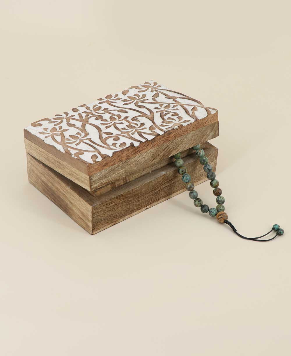 Fairtrade Carved Lotus Mala or Keepsake Wood Box、mySite、topwebapps