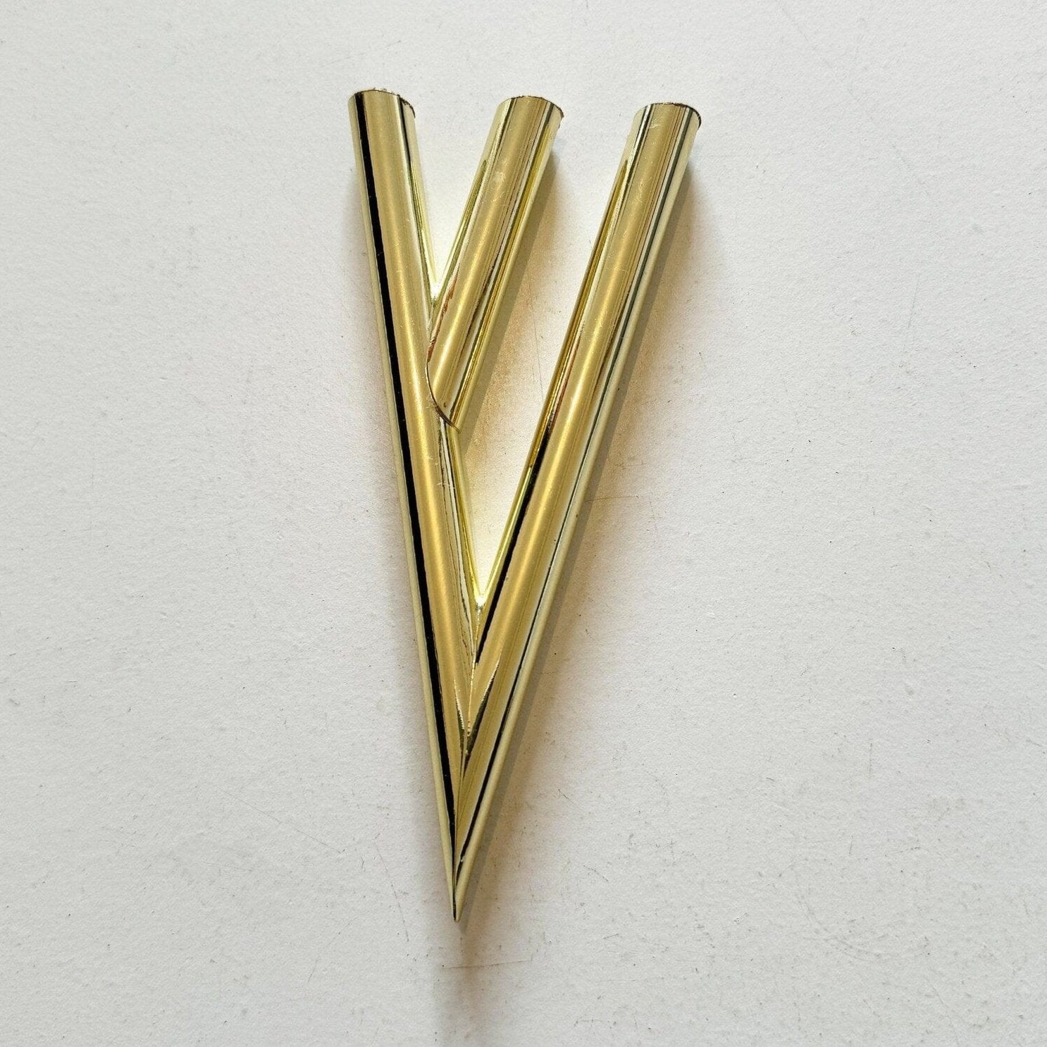 Handmade Geometric Shin Mezuzah Case - Gold、mySite、topwebapps