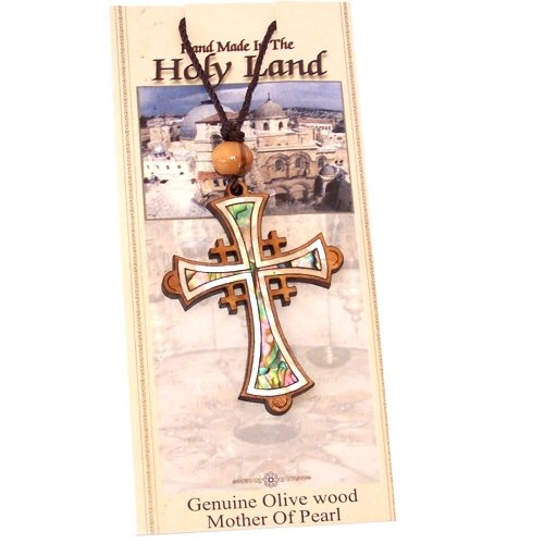  Jerusalem Cross Olivewood with Mother of Pearls (60cm / 23.5 inches, Cross is 5cm or 2 inches)、mySite、elrpsem3k