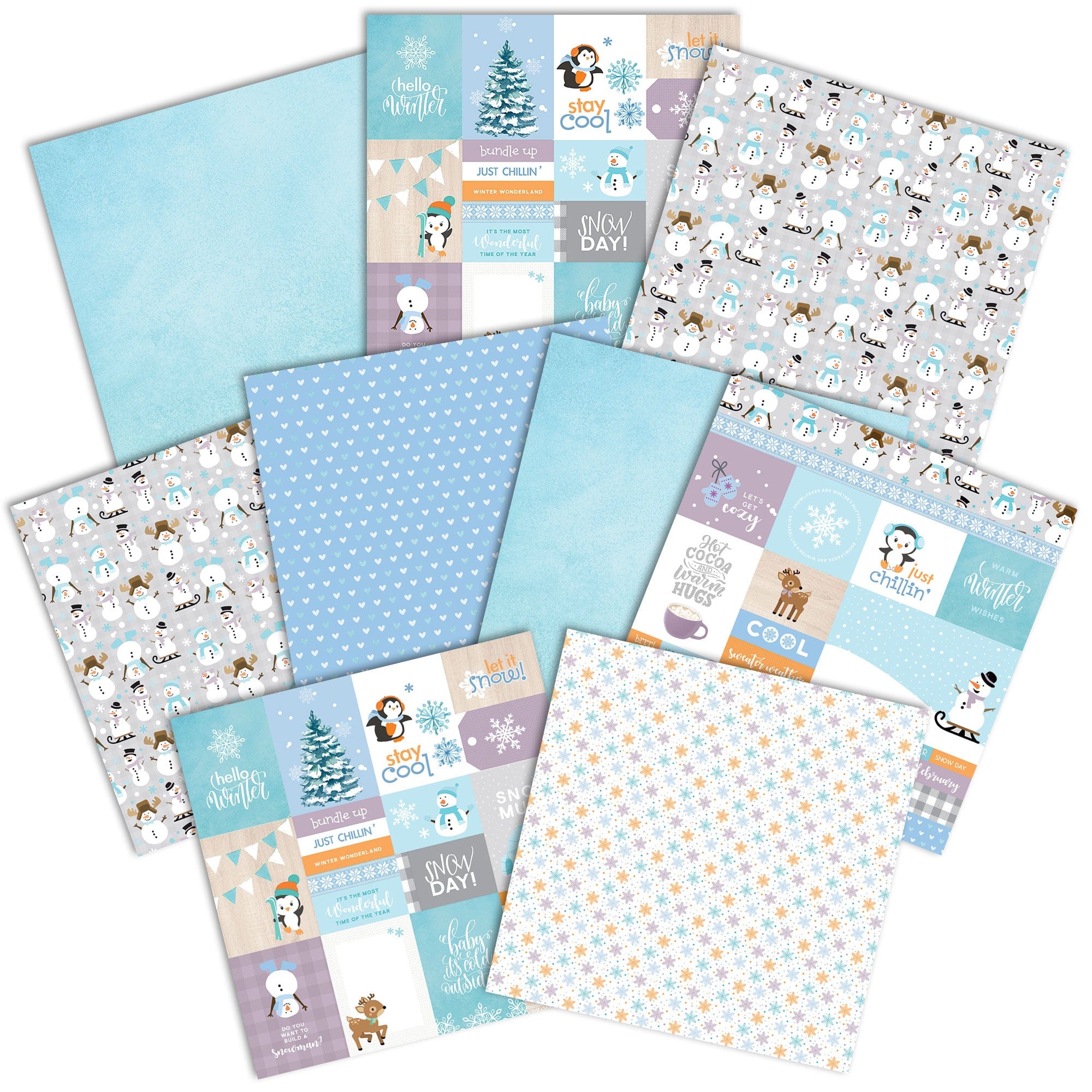  SNOW MUCH FUN PATTERN 12 X12 SCRAPBOOK PAPER SET、mySite、ghnorth