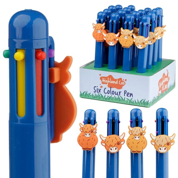 Highland Cow Multi Color Pen with Cow Charm (6 Colors)、mySite、g9winljtr