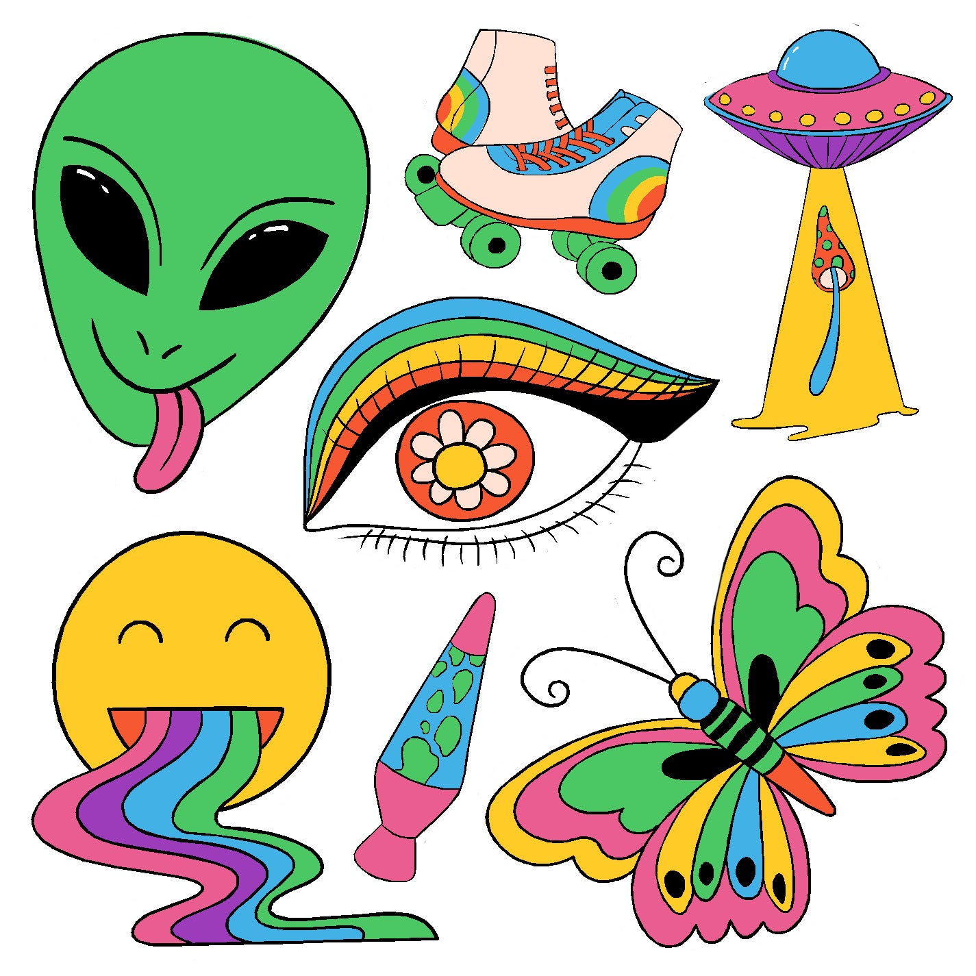  Rainbows & Fun Vinyl Sticker Decal Set、mySite、ghnorth