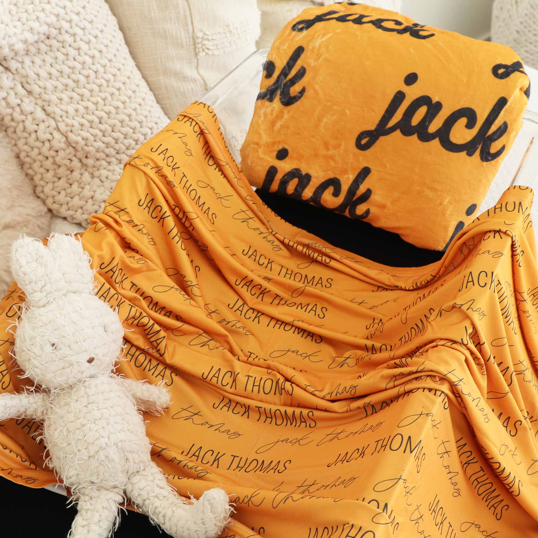  Personalized Gold & Black Swaddle Blanket - Block & Script、mySite、layawaytickets