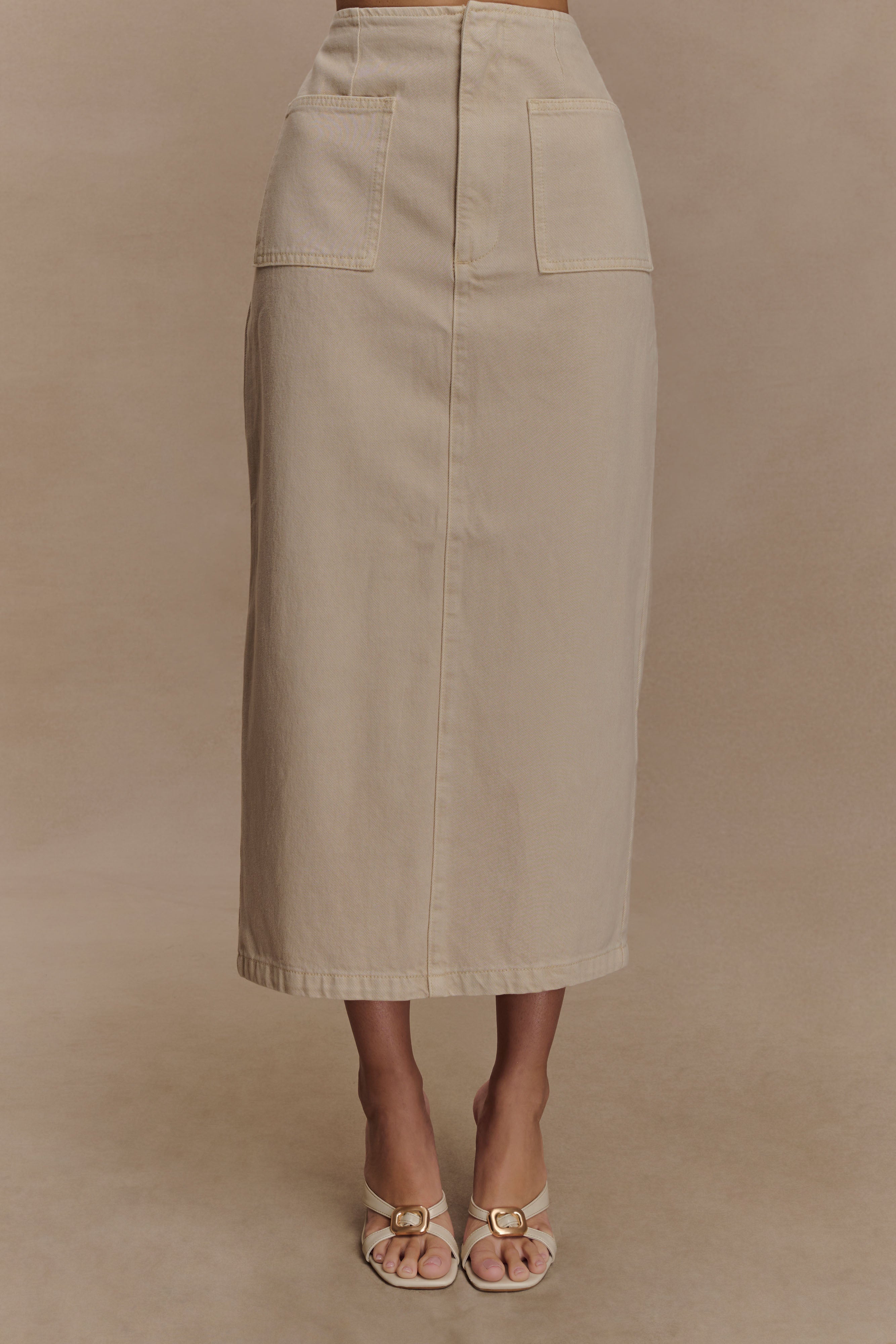 Fallon Denim Midi Skirt - Stone Wash、mySite、solidvoid