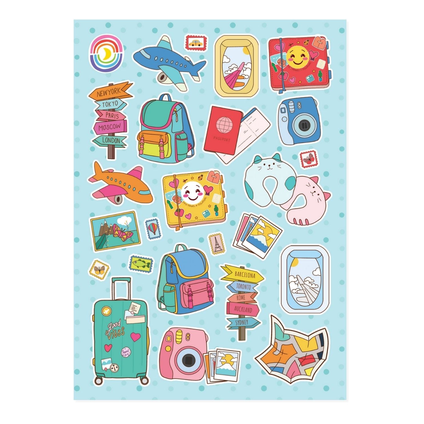  Cute Travel Moments A6 Sticker Sheet、mySite、ghnorth