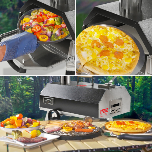 Semi-Automatic Black 12 Outdoor Pizza Oven Portable Wood Fired Pizza Oven Outdoor Cooking Pizza Maker Portable Pizza Oven for Authentic Stone Baked Pizzas、、eastwooduniform