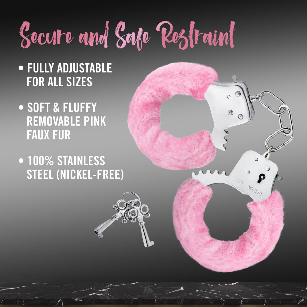 Temptasia By Blush® | Beginner Cuffs – Lightweight Bondage Handcuffs With Safety Release – Fully Adjustable With 2 Keys - Pink Fur、mySite、bottomscart