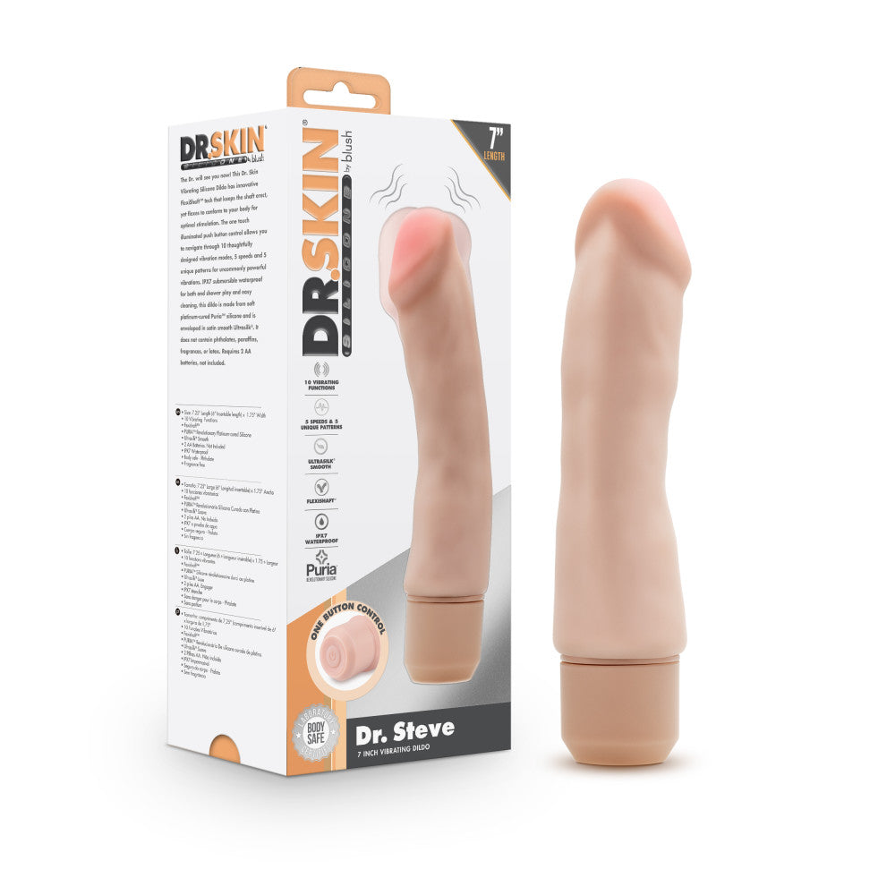 Dr. Skin Silicone By Blush® | Beige 7.75-Inch Long Vibrating Dildo、mySite、bottomscart
