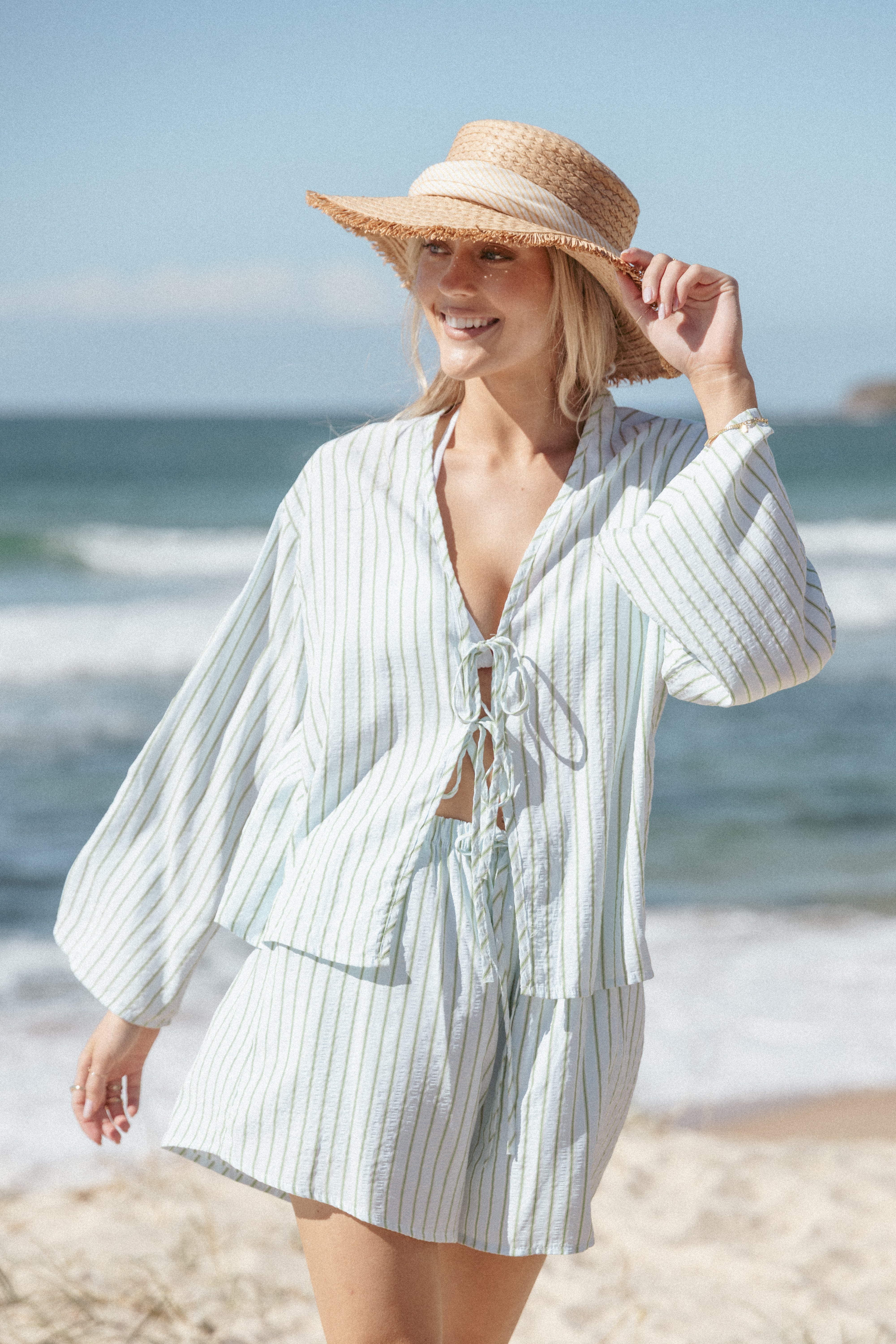  Flynn Short Set - Green Blue Stripe、mySite、sugarbowlscore